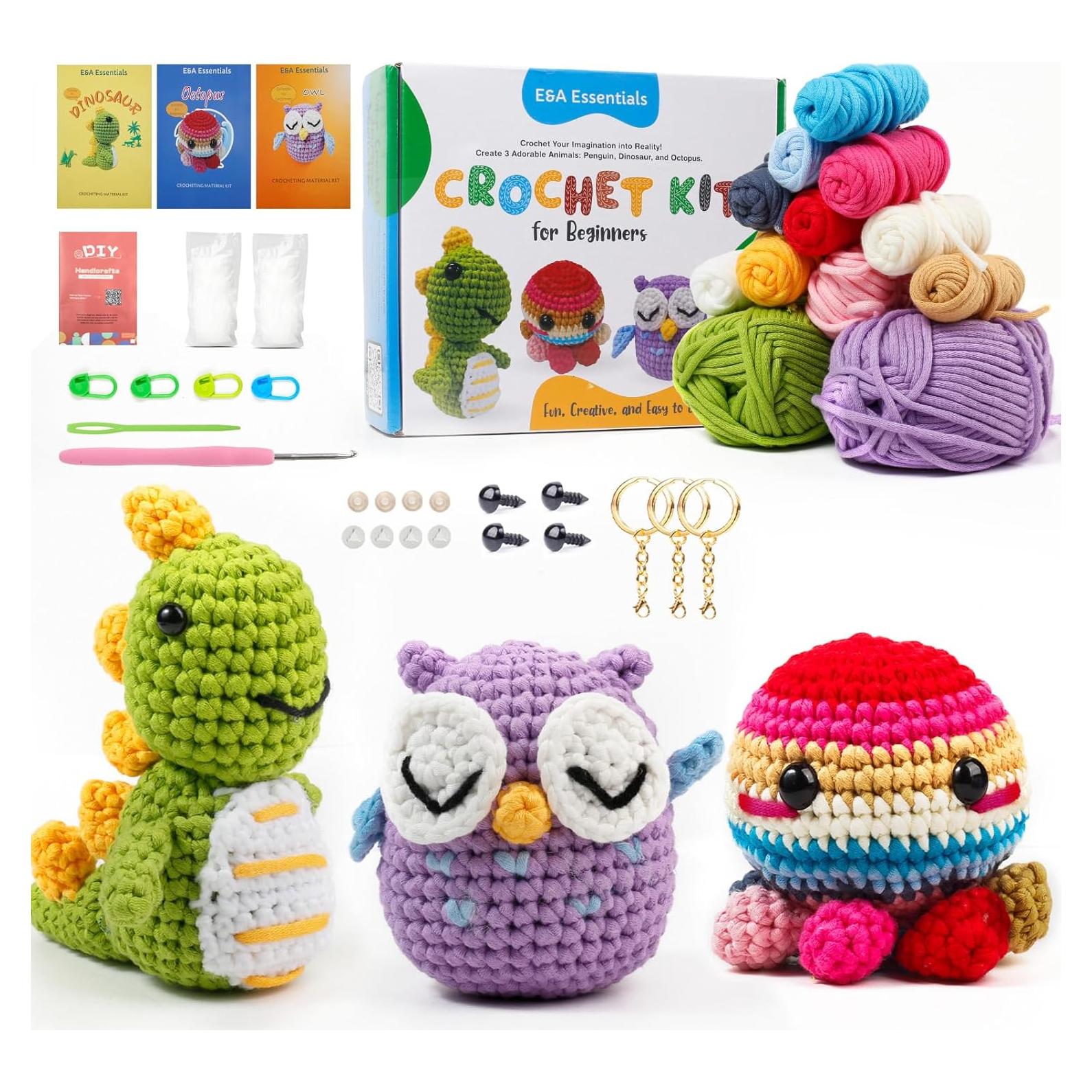 Kit de Crochet para Principiantes E&A Essentials - 3 Animales Amigurumi