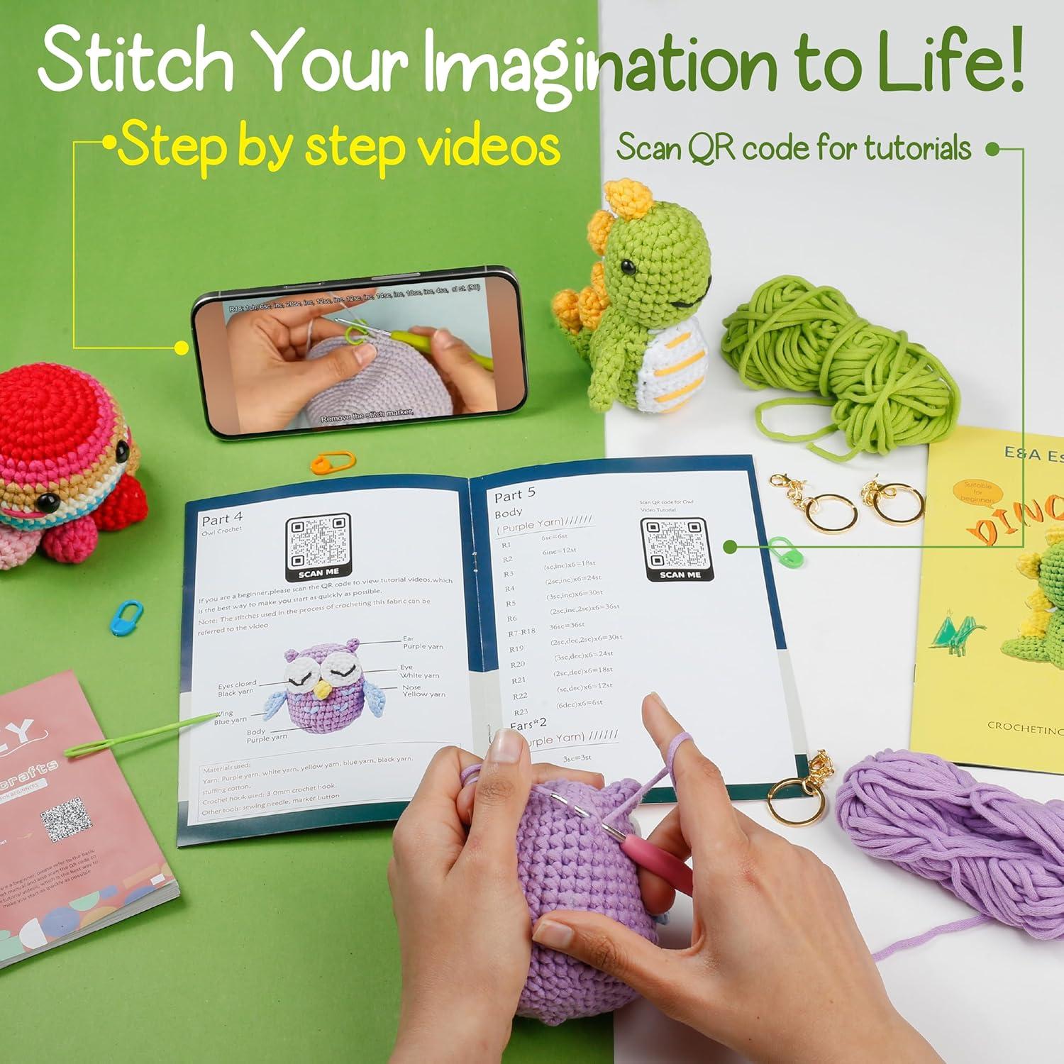 Kit de Crochet para Principiantes E&A Essentials - 3 Animales Amigurumi