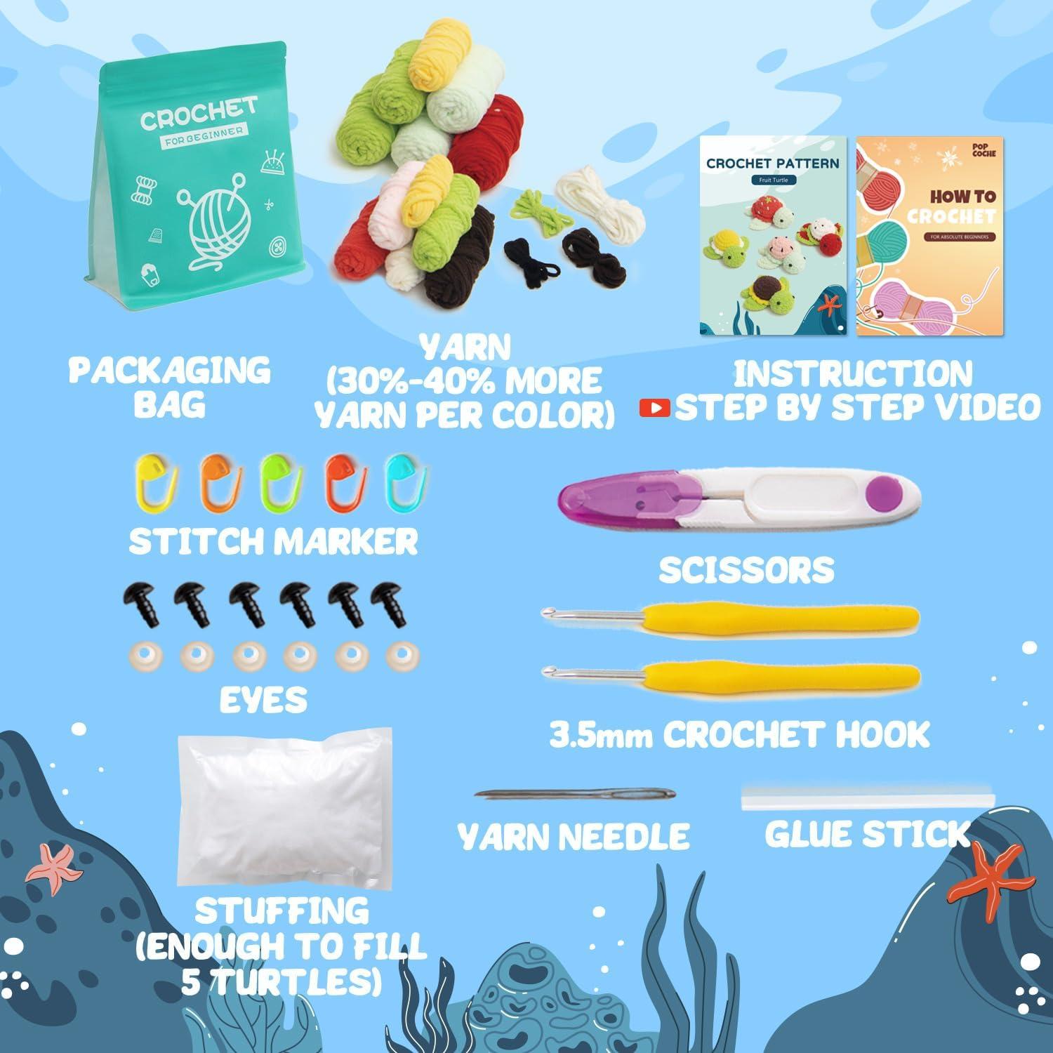 Kit de Crochet POP COCHE Tortugas Frutales para Principiantes