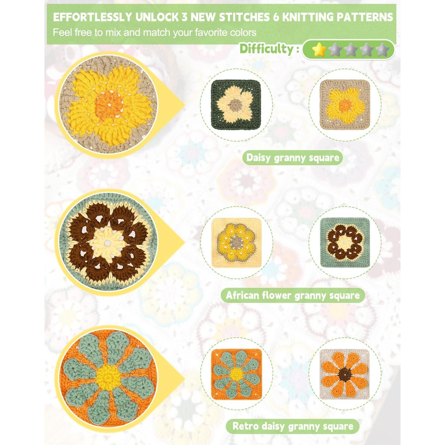 Kit de Crochet Katech para Principiantes - Cuadrados de Abuela