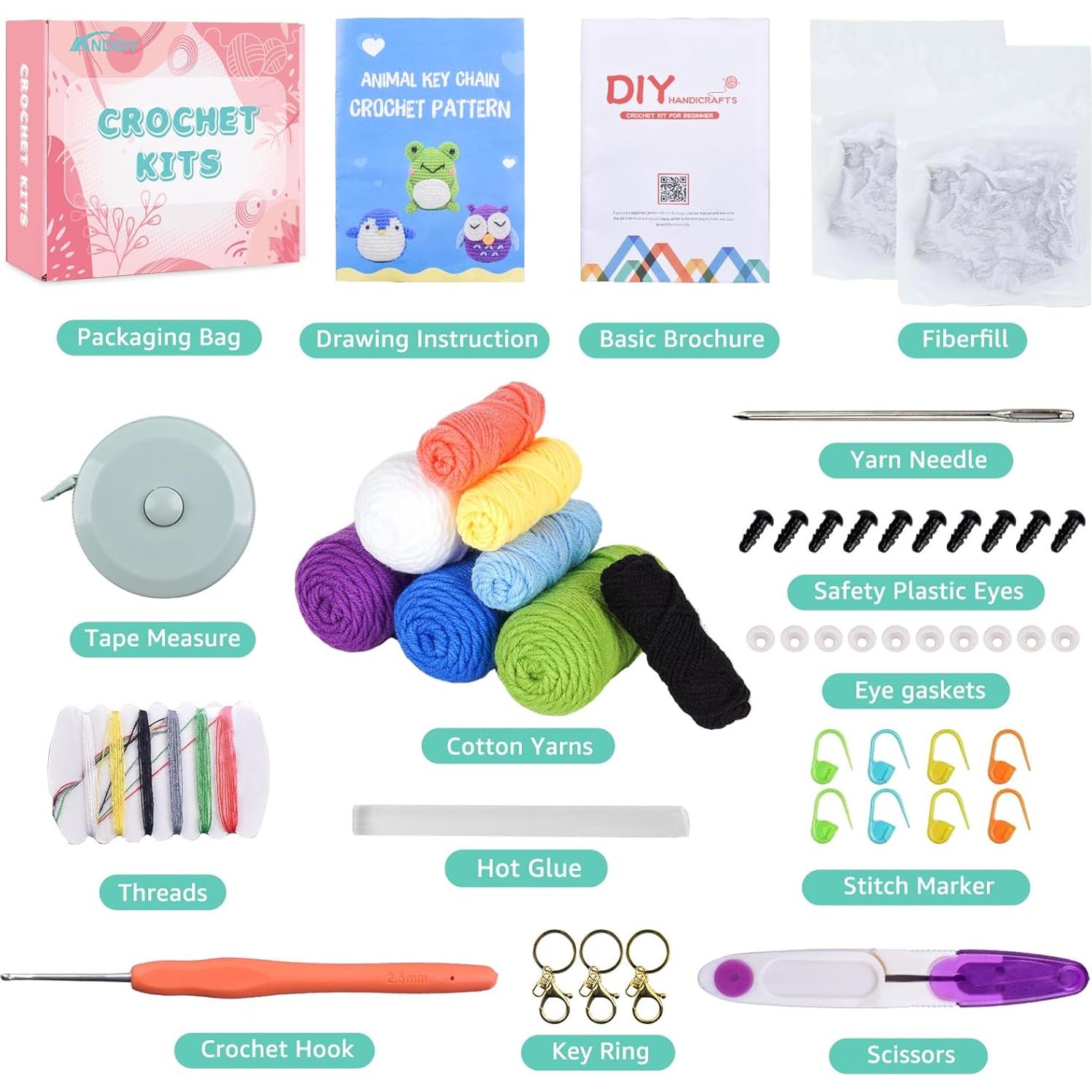 Kit de Crochet Andgiv Amigurumi para Principiantes - 3 Animales