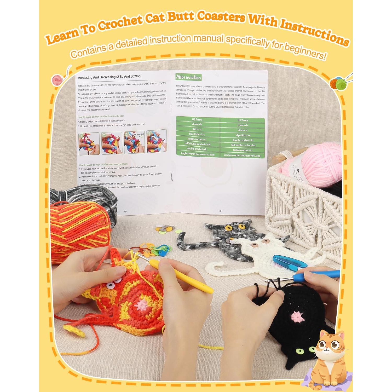 Kit de Crochet Coopay para Principiantes - Posavasos de Gato