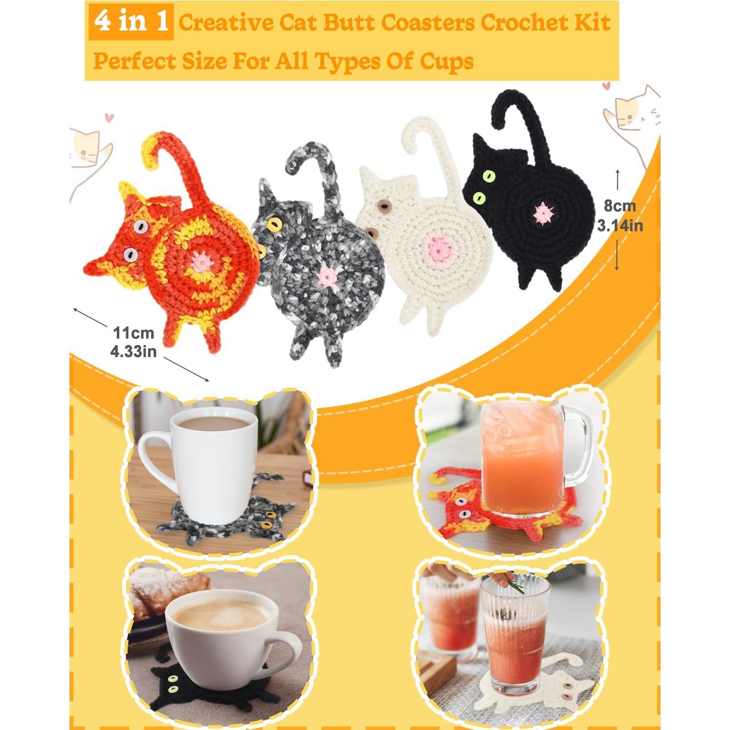 Kit de Crochet Coopay para Principiantes - Posavasos de Gato