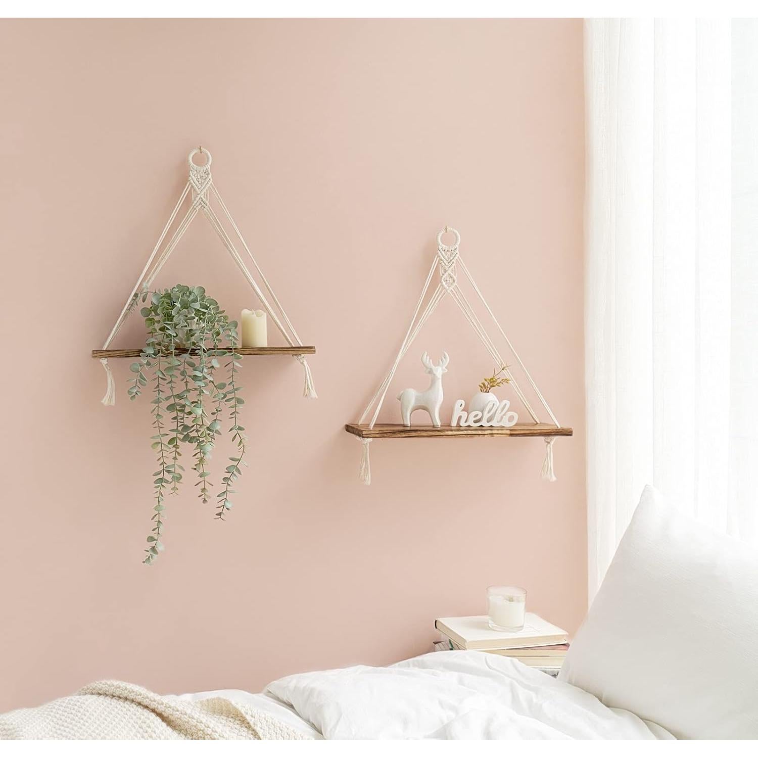 Estantes Colgantes de Madera Mkono - Juego de 2 - 42x14x45 cm