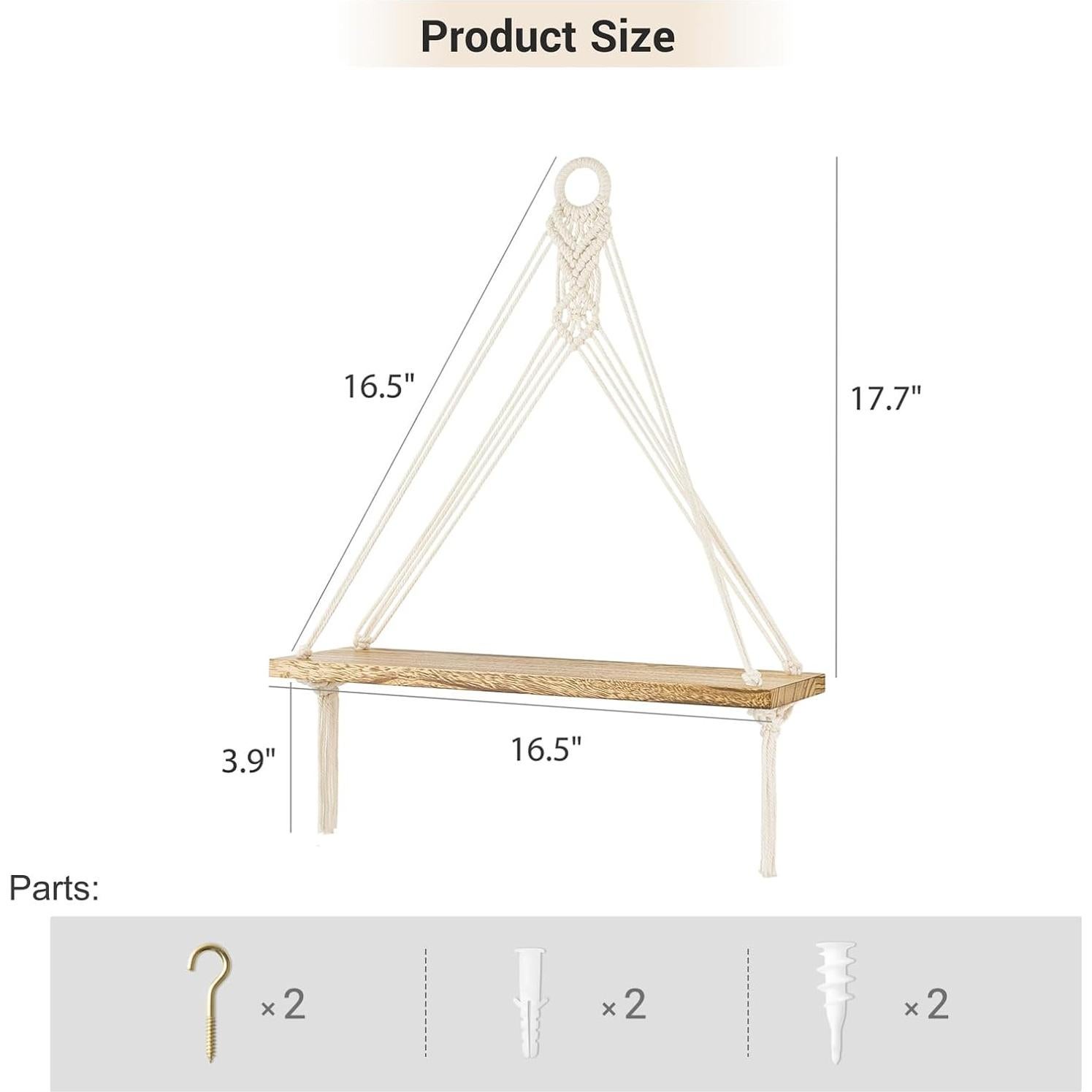 Estantes Colgantes de Madera Mkono - Juego de 2 - 42x14x45 cm