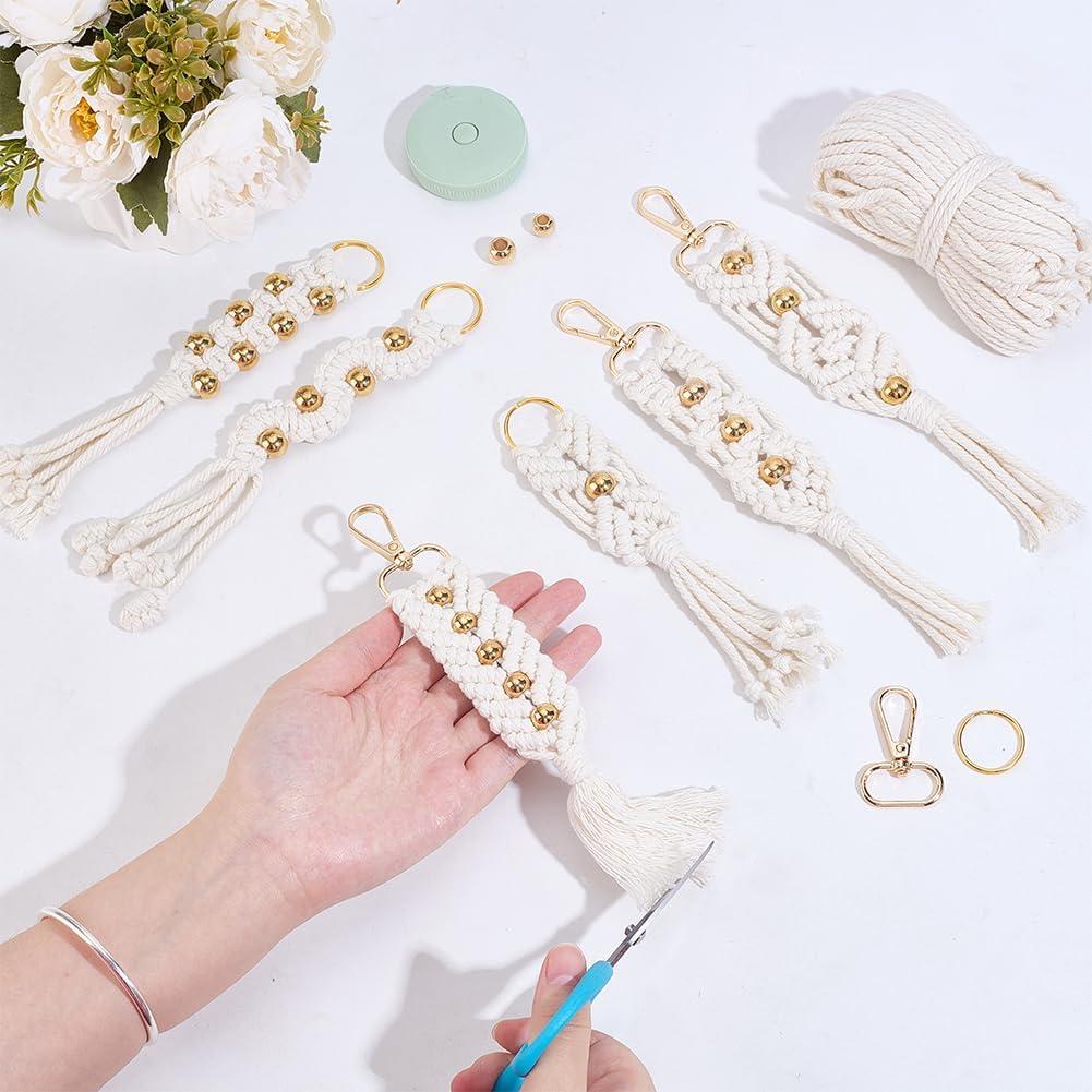 Kit de Llaveros de Macramé INFUNLY 6 Piezas con Cuentas