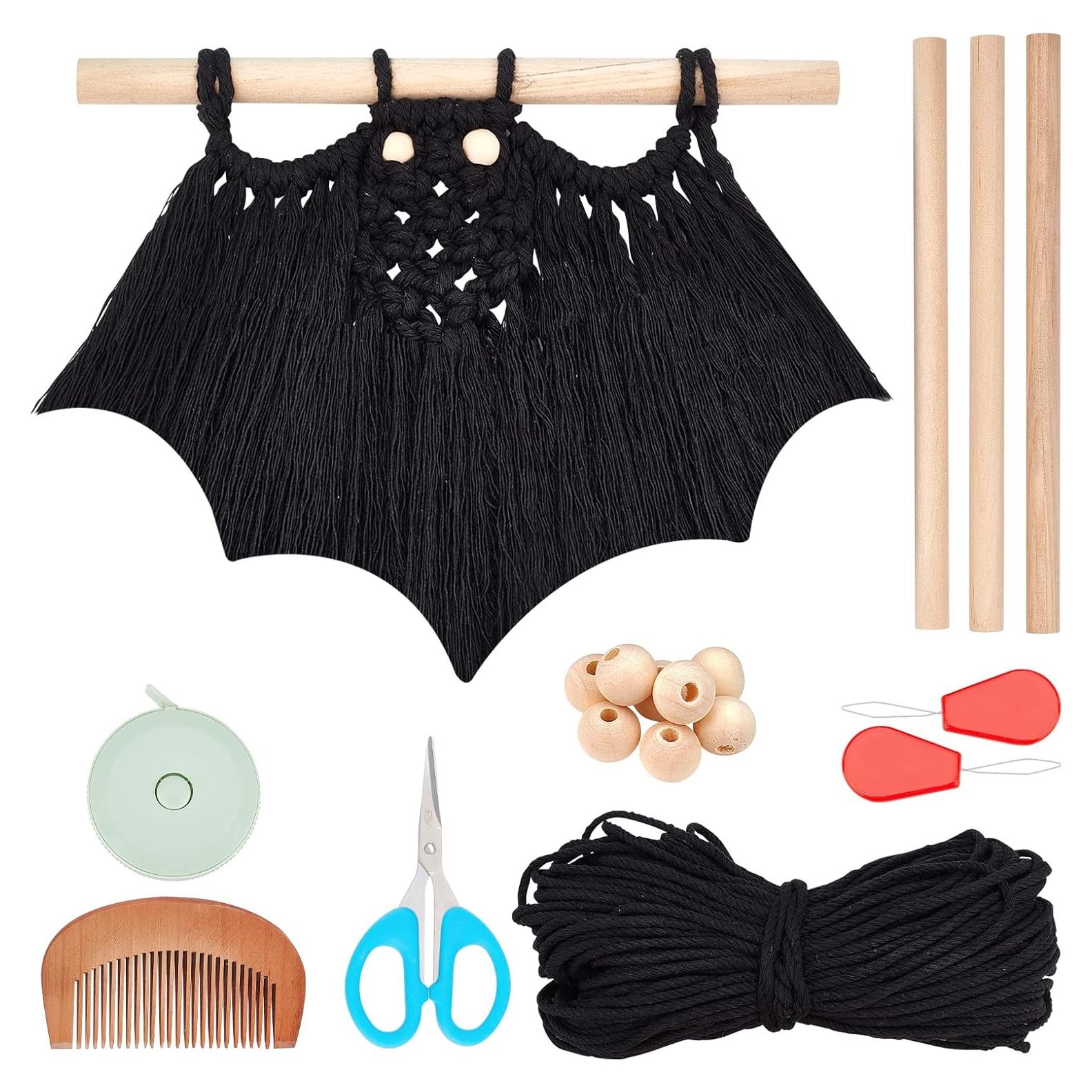 Kit de Macramé Halloween FREEBLOSS - Colgante Murciélago DIY