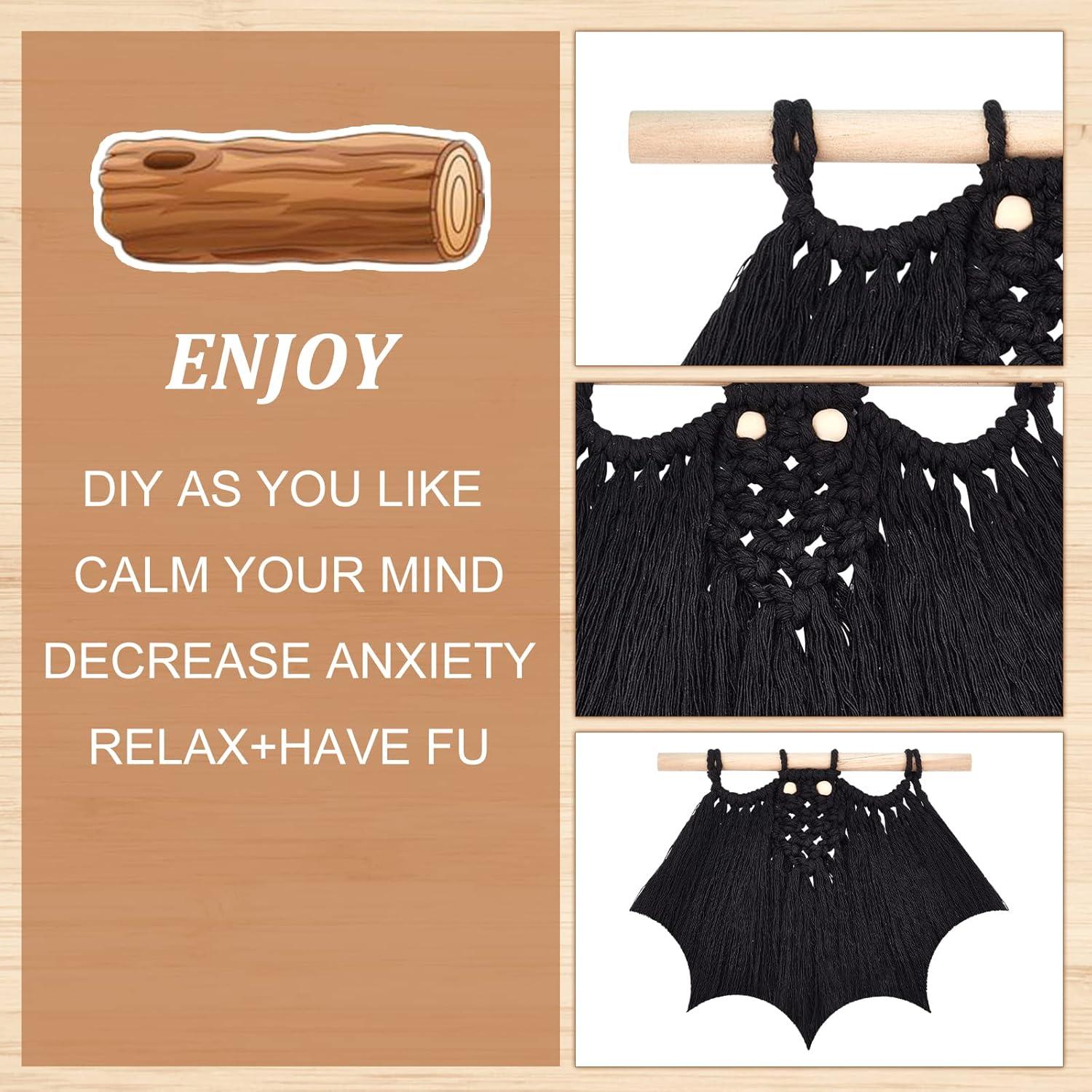 Kit de Macramé Halloween FREEBLOSS - Colgante Murciélago DIY