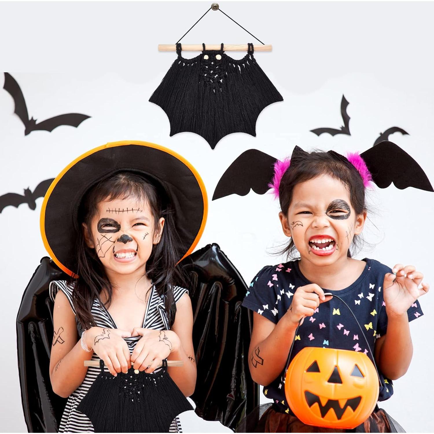 Kit de Macramé Halloween FREEBLOSS - Colgante Murciélago DIY