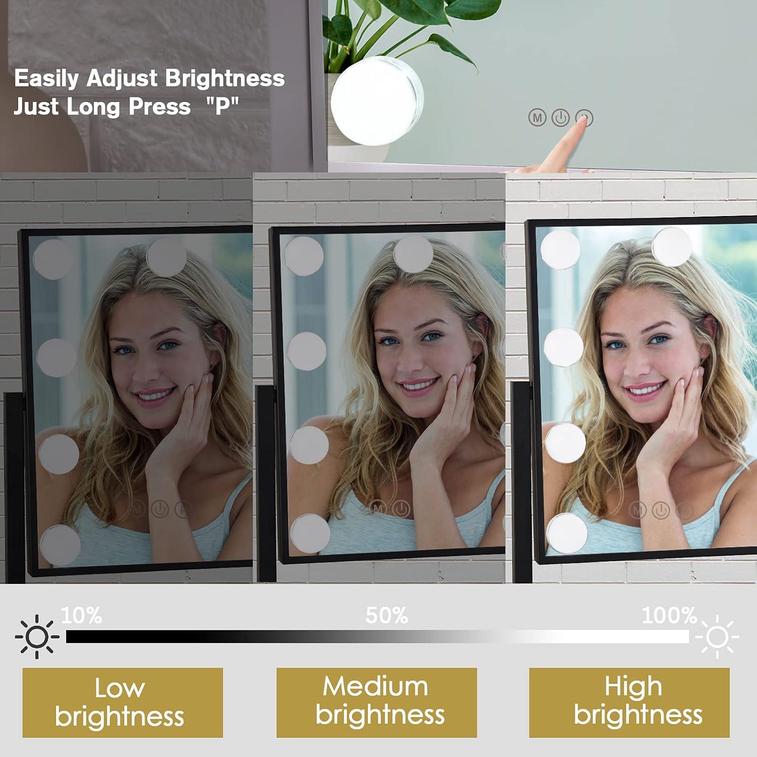 Espejo de Maquillaje Iluminado BWLLNI 30x25.4cm 9 Bombillas LED