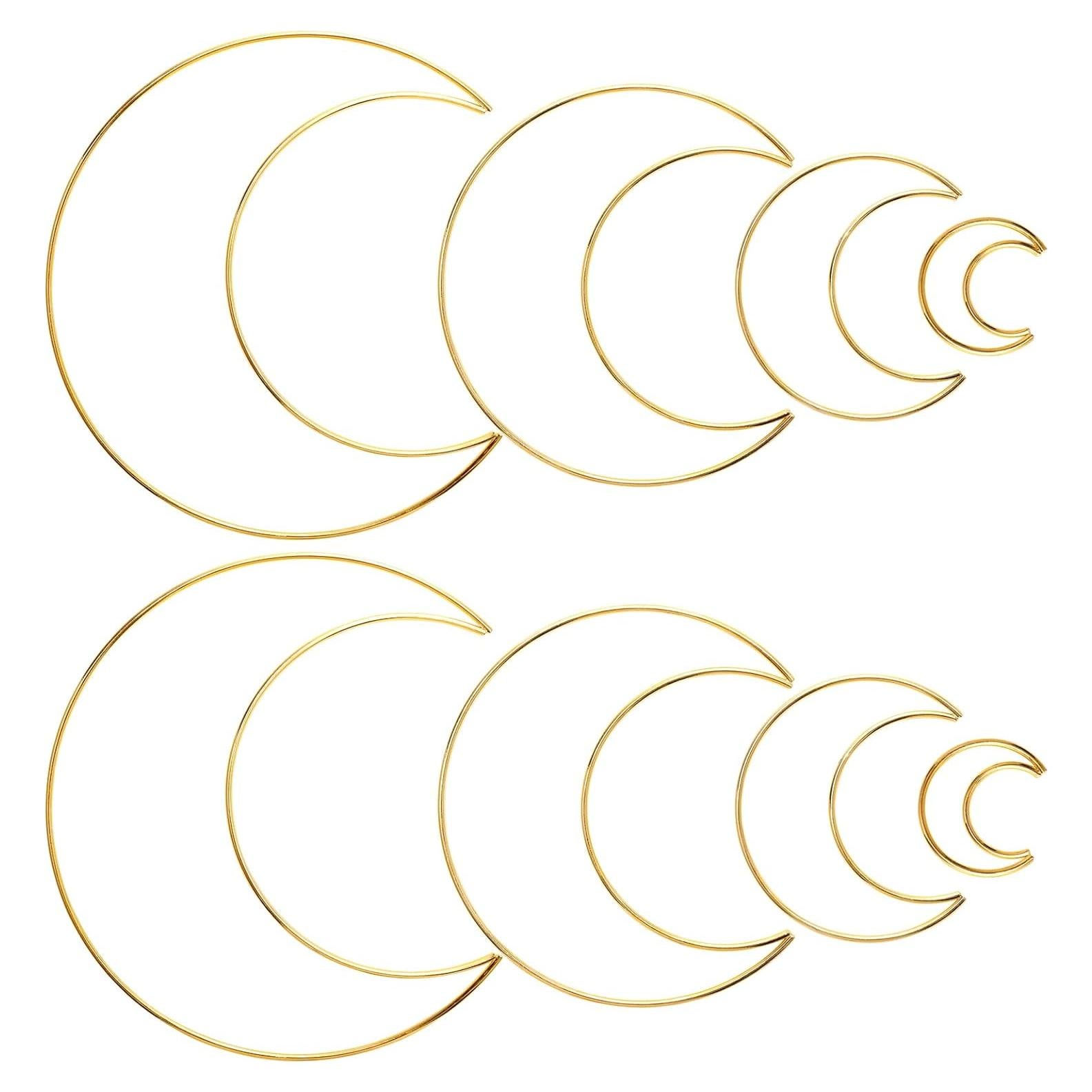 8 Aros de Atrapasueños Dorados Metal Hoedia 4 Tamaños 5-20 cm