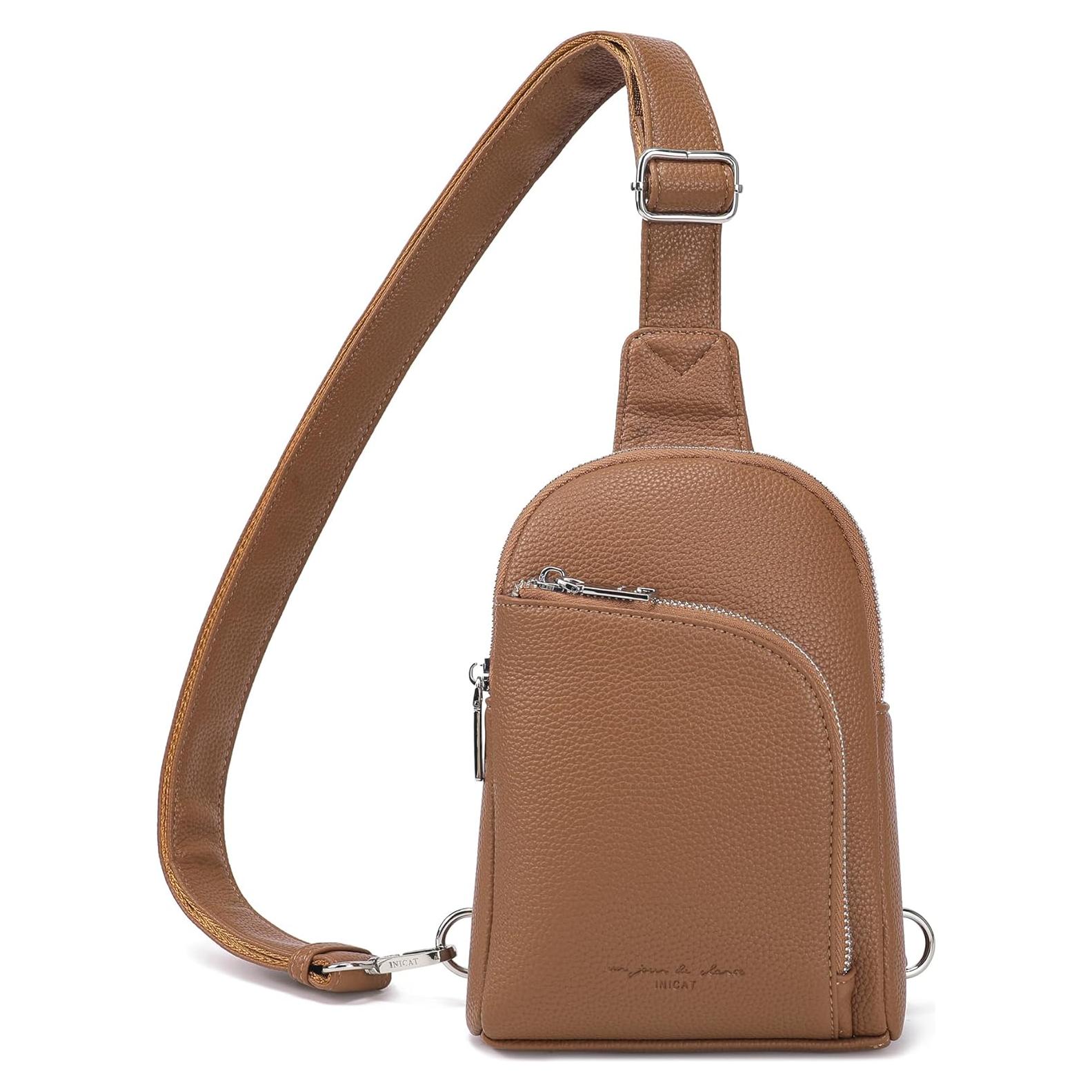 Bolsa Cruzada INICAT de Cuero para Mujeres 1.9L RFID Marrón