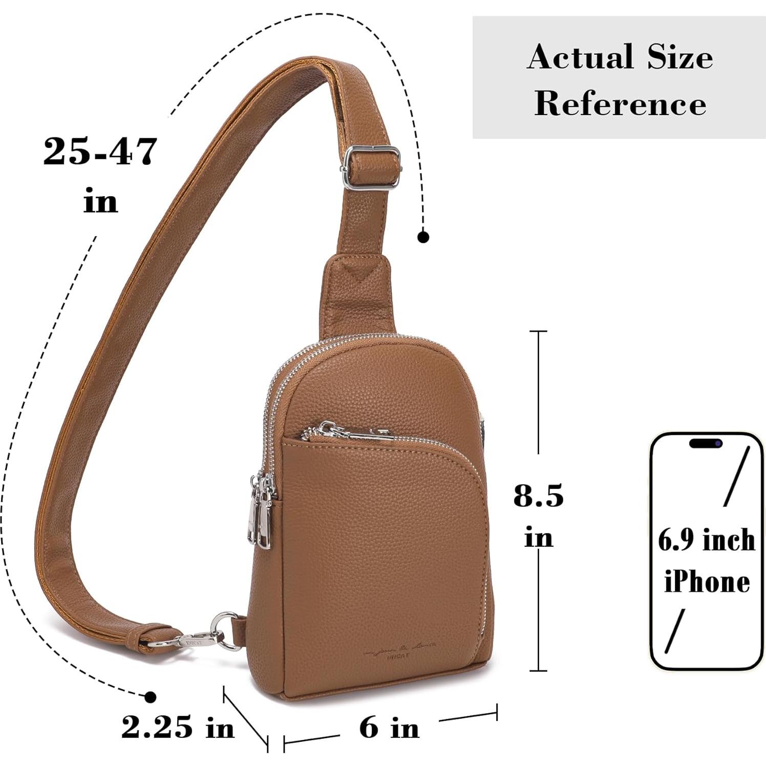 Bolsa Cruzada INICAT de Cuero para Mujeres 1.9L RFID Marrón