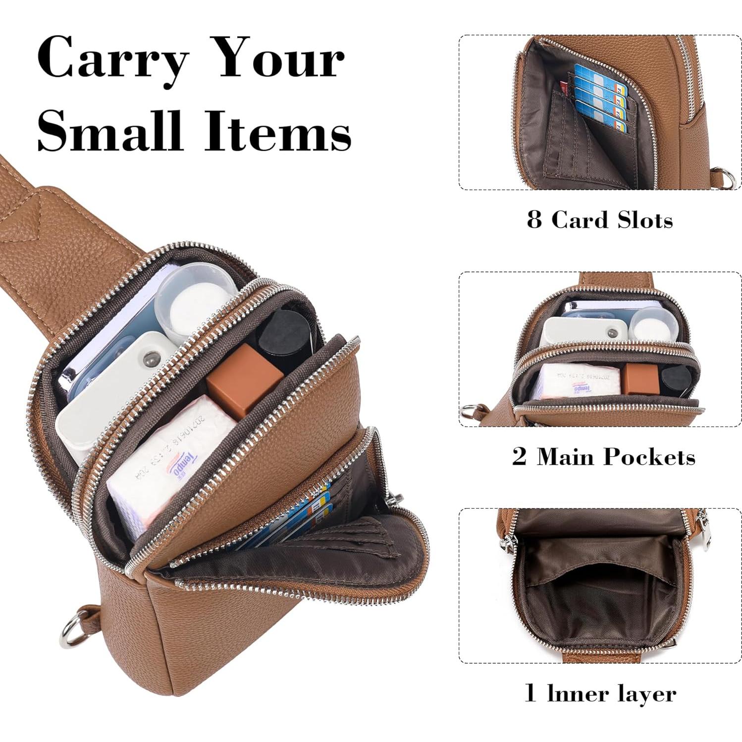 Bolsa Cruzada INICAT de Cuero para Mujeres 1.9L RFID Marrón