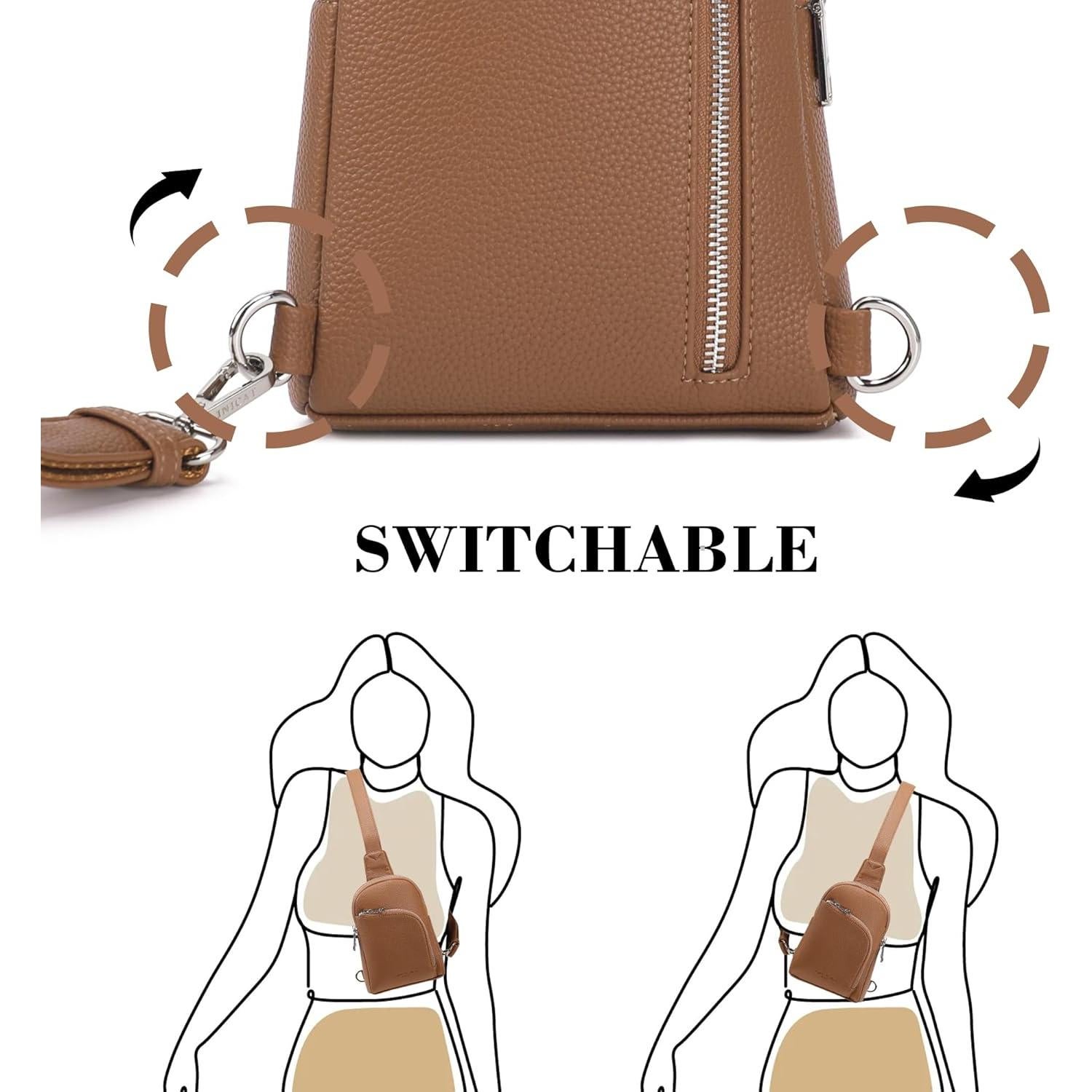 Bolsa Cruzada INICAT de Cuero para Mujeres 1.9L RFID Marrón