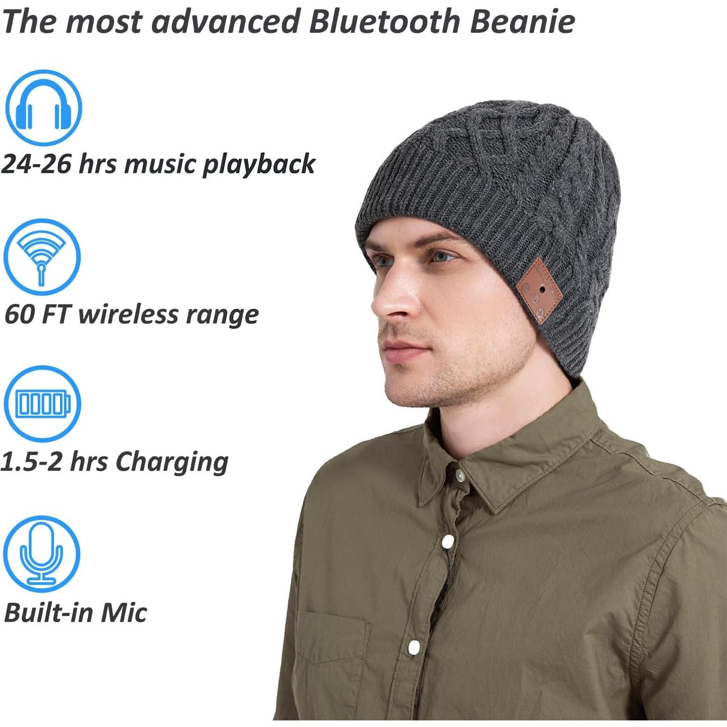 Gorro Bluetooth MUSICBEE V5.2 con Micrófono y Altavoces HD