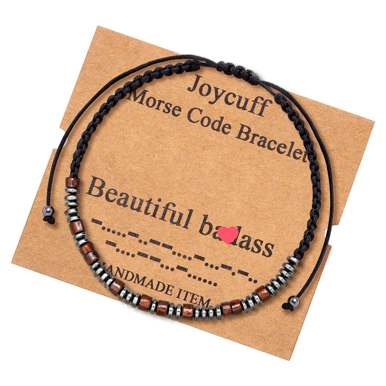 Pulsera de Código Morse JoycuFF para Hombres y Mujeres - Joyería Ajustable
