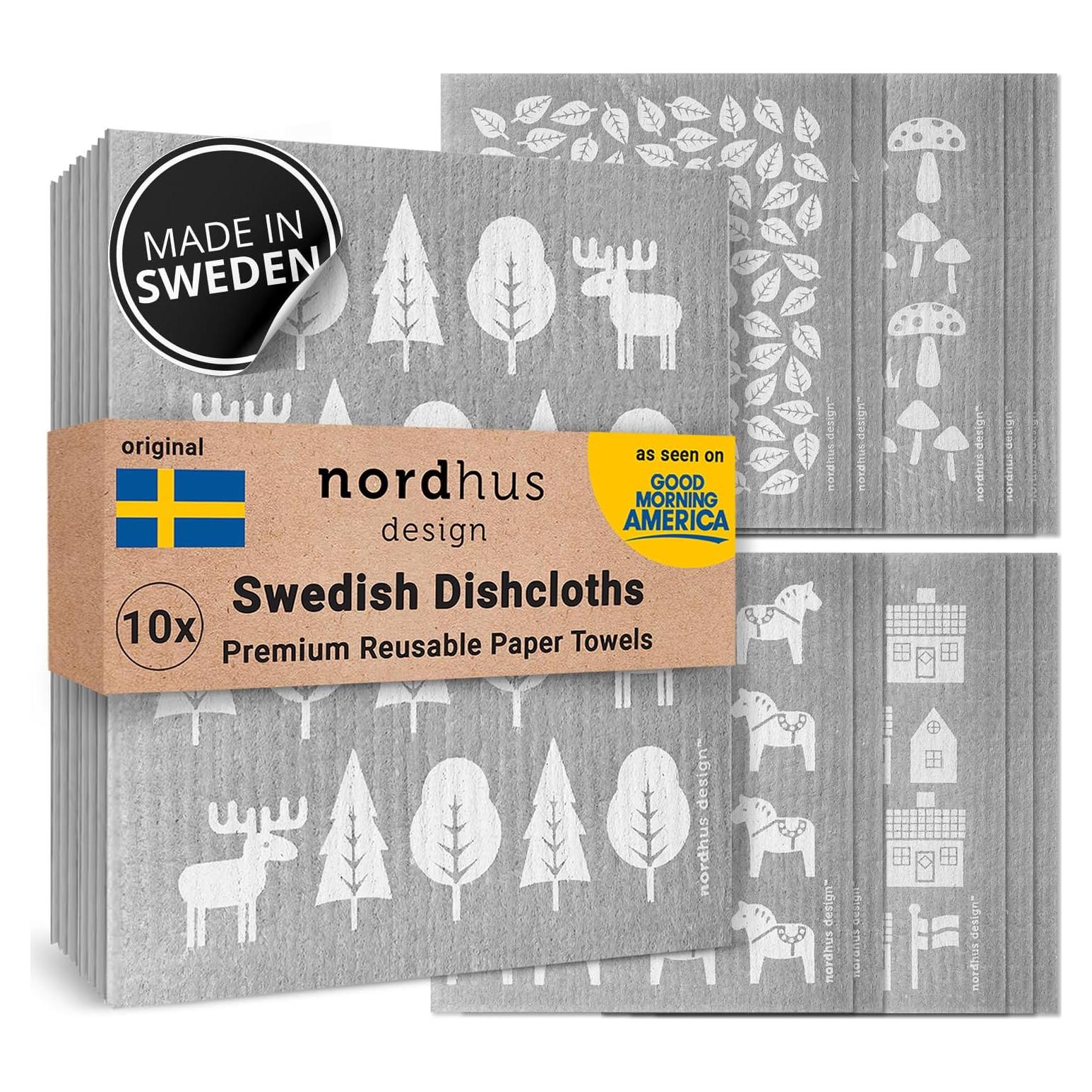 Paños de Cocina Reutilizables Nordhus Design - 10 Unidades Grises