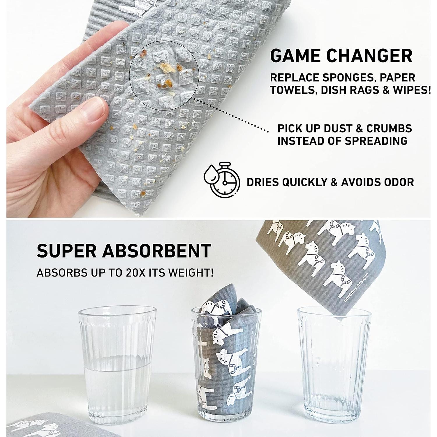 Paños de Cocina Reutilizables Nordhus Design - 10 Unidades Grises