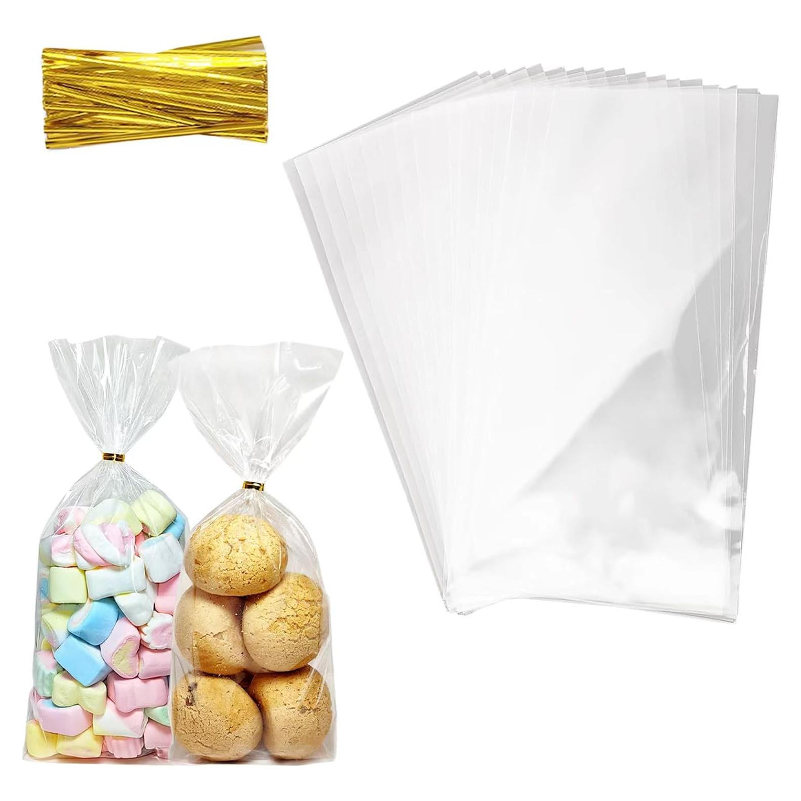 Bolsas de Celofán Transparentes QOIUSO 100pcs 27.9x12.7cm