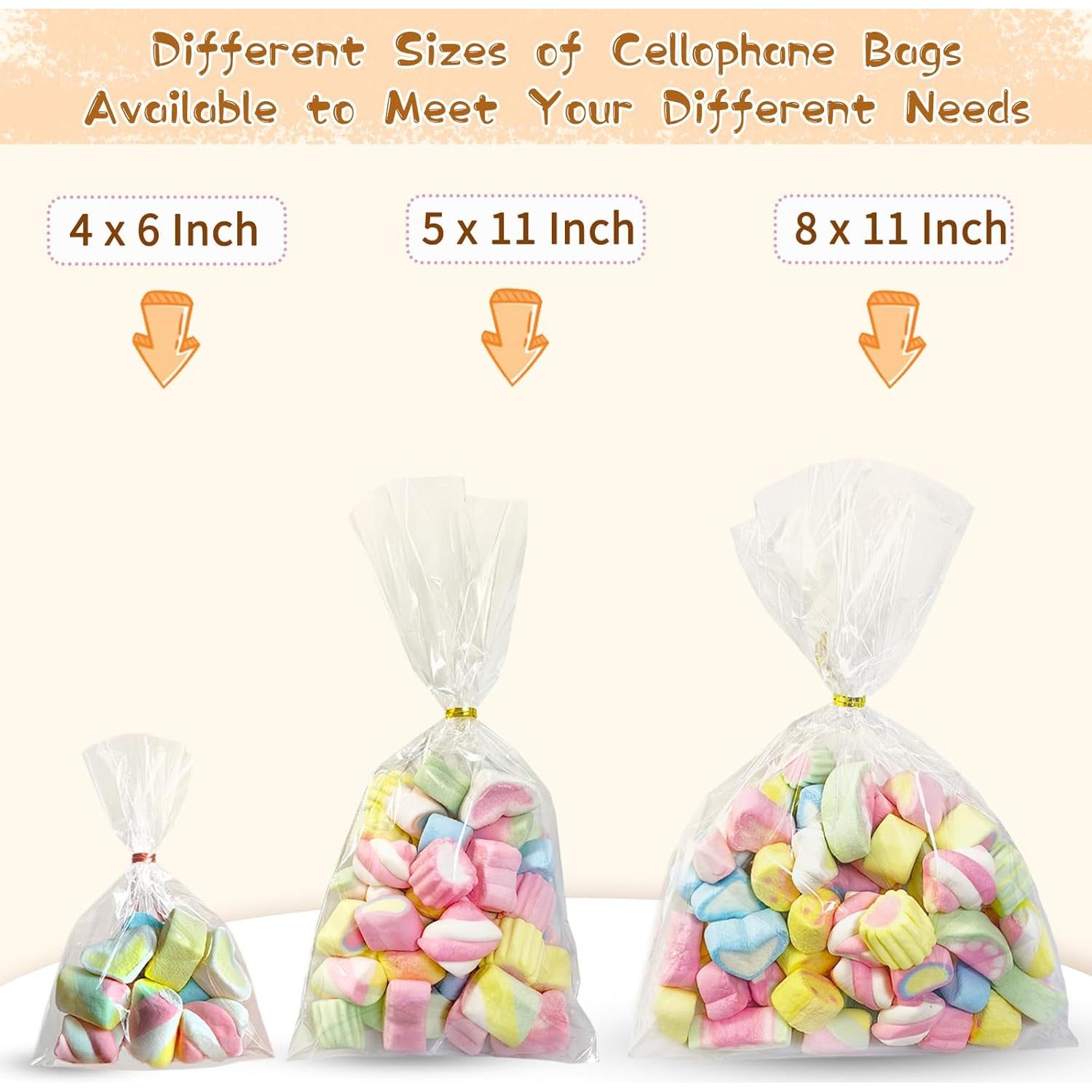 Bolsas de Celofán Transparentes QOIUSO 100pcs 27.9x12.7cm