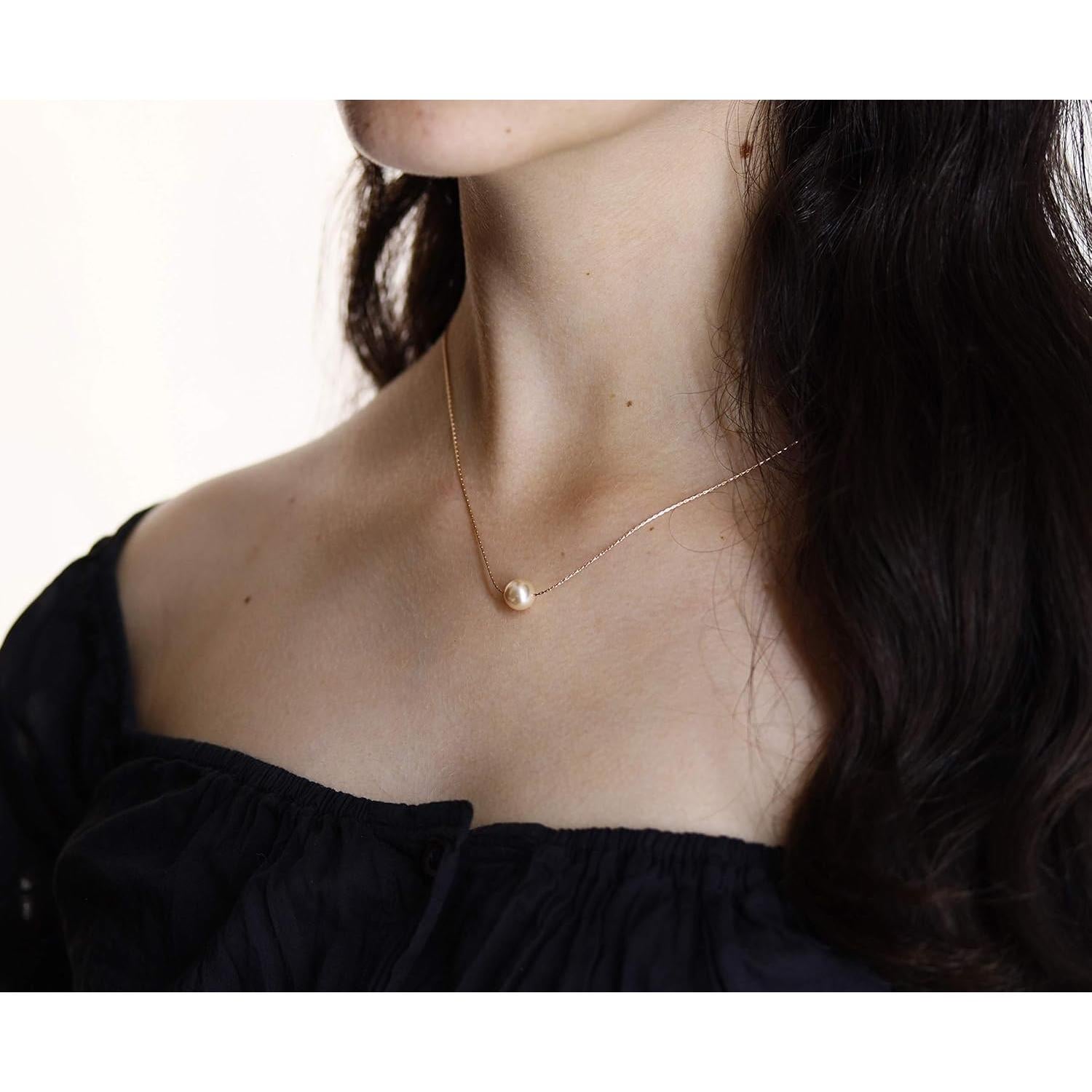 Collar de perla de oro rosa 14K Be Wished - 45.72 cm, hipoalergénico