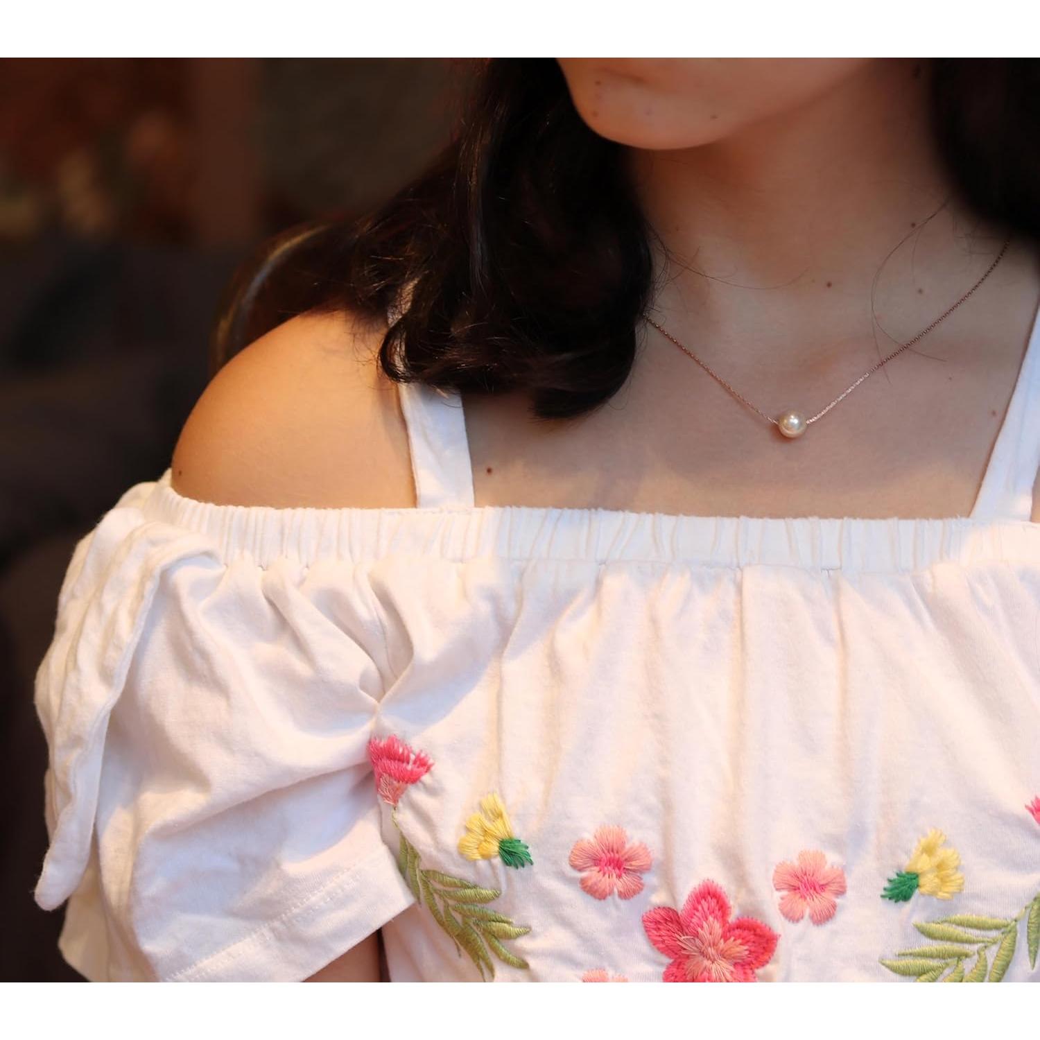 Collar de perla de oro rosa 14K Be Wished - 45.72 cm, hipoalergénico