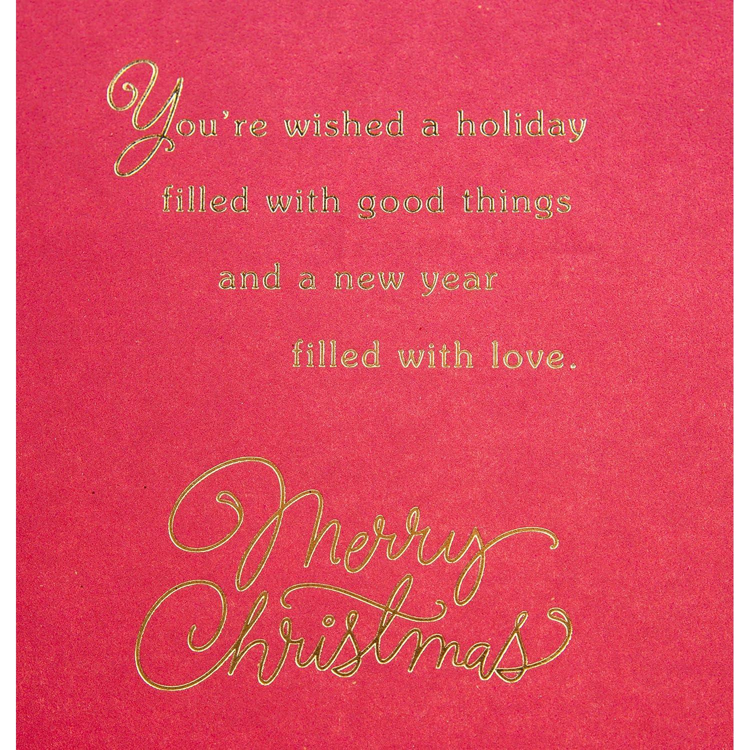 Tarjeta de Navidad Hallmark para Mamá y Papá - Árbol de Foil Rojo