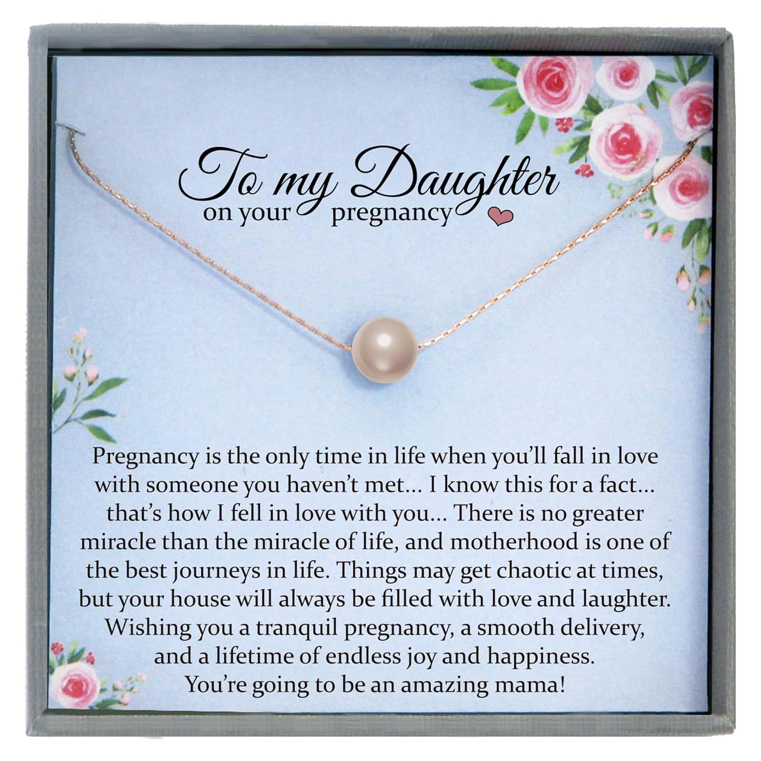 Collar de Perla de Oro Rosa 14K Be Wished - Regalo Embarazo