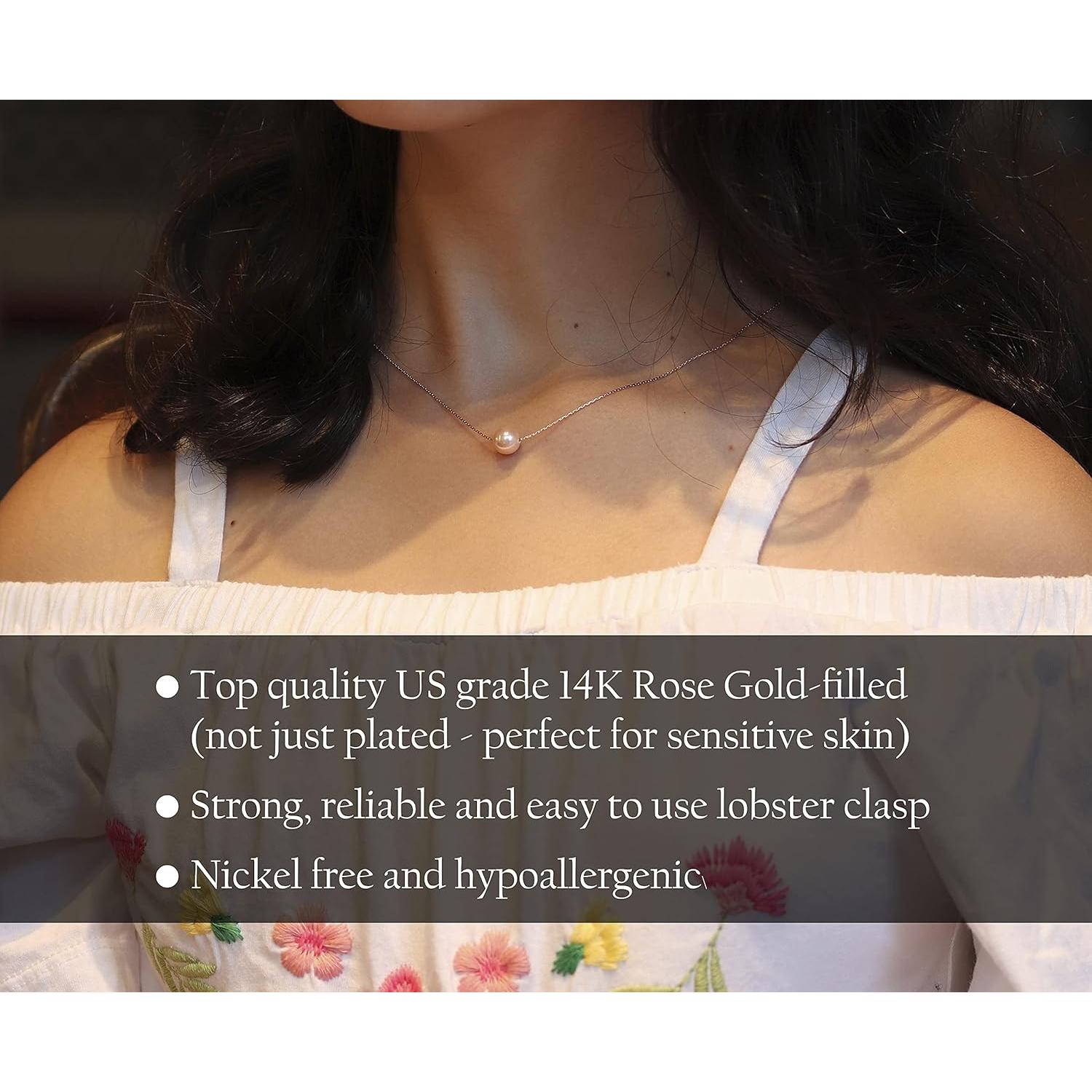 Collar de Perla de Oro Rosa 14K Be Wished - Regalo Embarazo