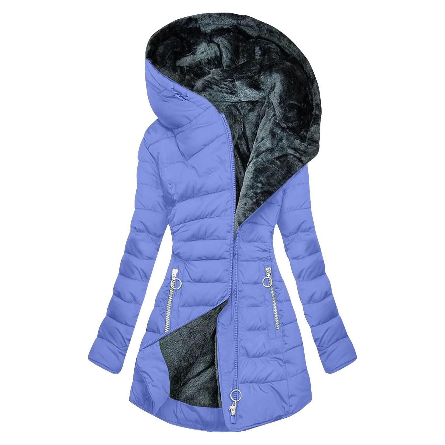 Abrigo de Invierno TANGNADE Mujer 3XL Forrado Sherpa Azul