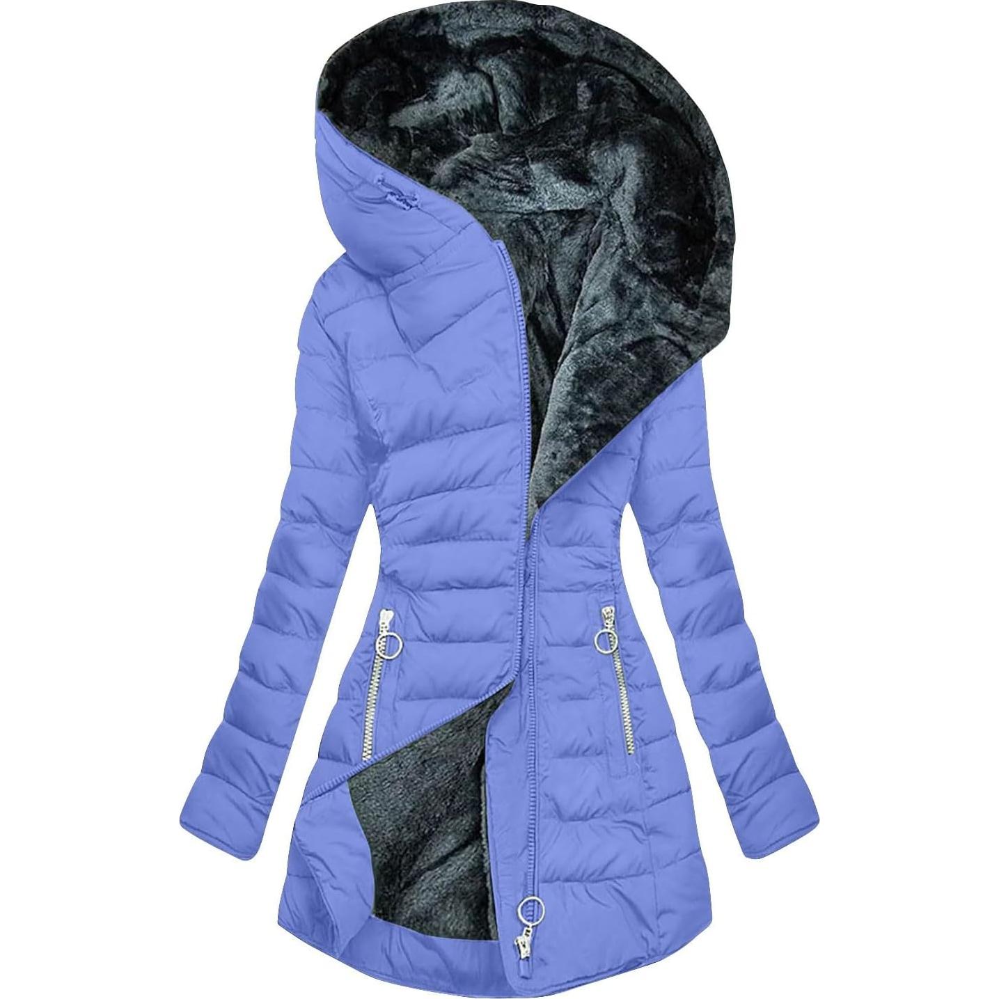 Abrigo de Invierno TANGNADE Mujer 3XL Forrado Sherpa Azul