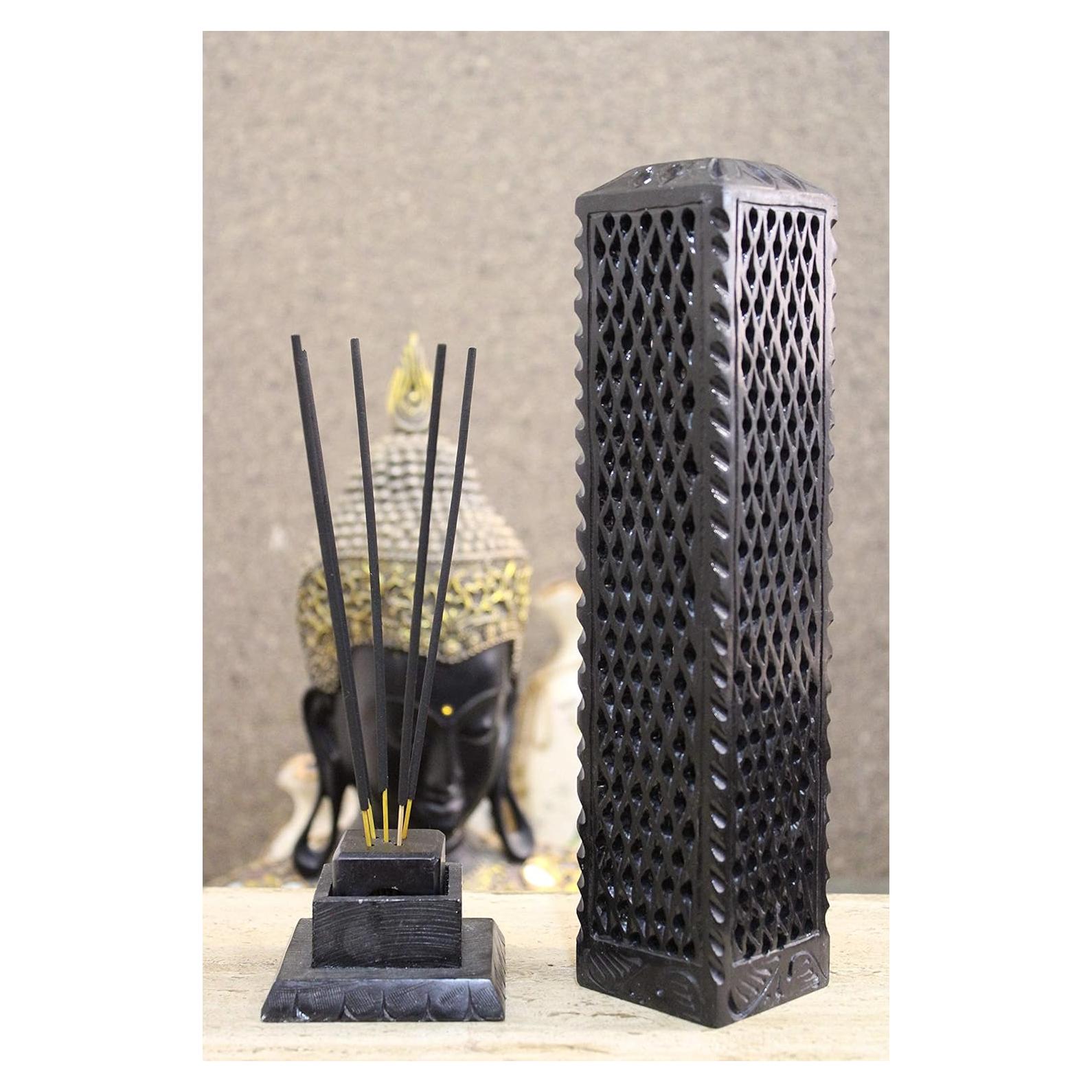 Soporte de Incienso de Piedra Soapstone Negra KC KULLICRAFT