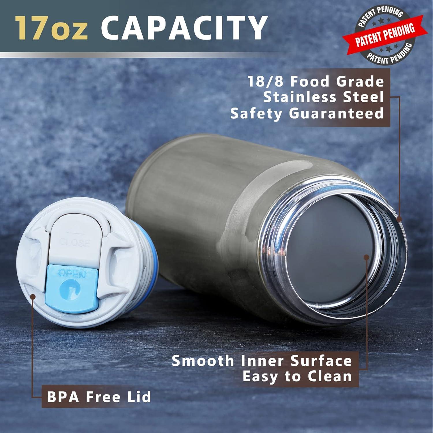 Vaso Tumbler de Acero Inoxidable Funslive 17 oz Plateado