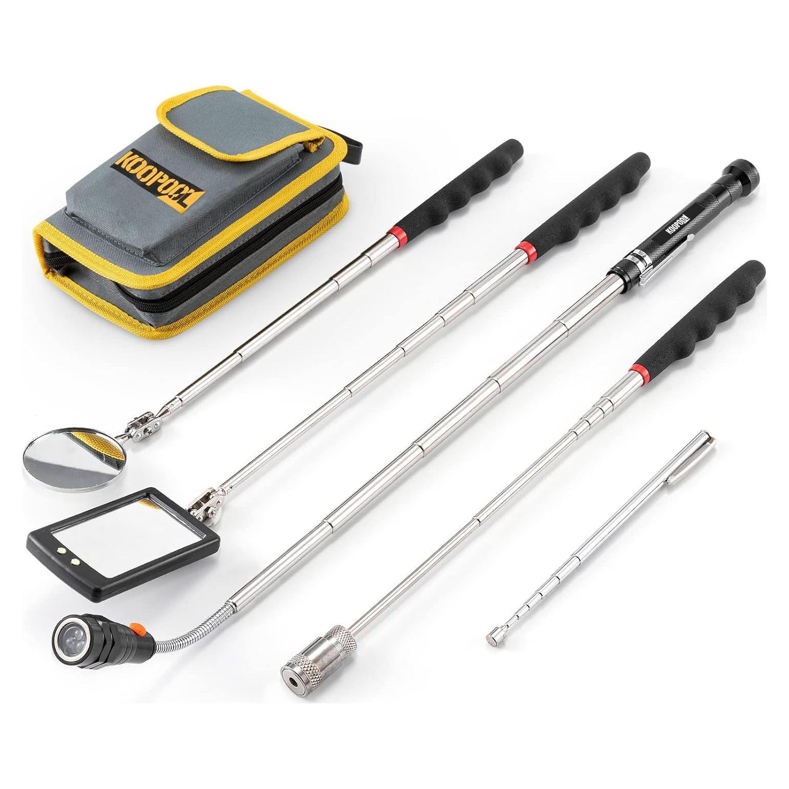 Telescoping Magnetic Pickup Tool Set, Inspection Mirror Telescoping, LED Flashlight, Cool Gadgets for Men, Stocking Stuffers, Gifts for Dad, Husband, Kids, Boyfriend, Magnet Stick