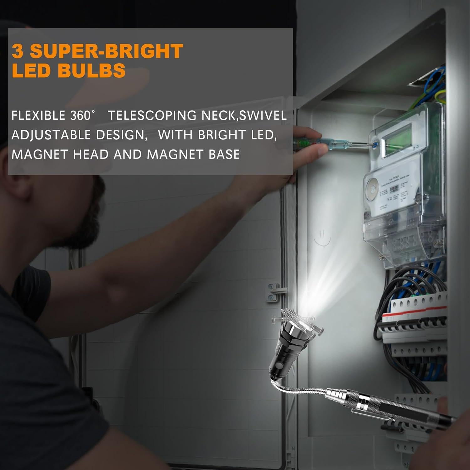 Herramienta de Recogida Magnética Jishi con Linterna LED