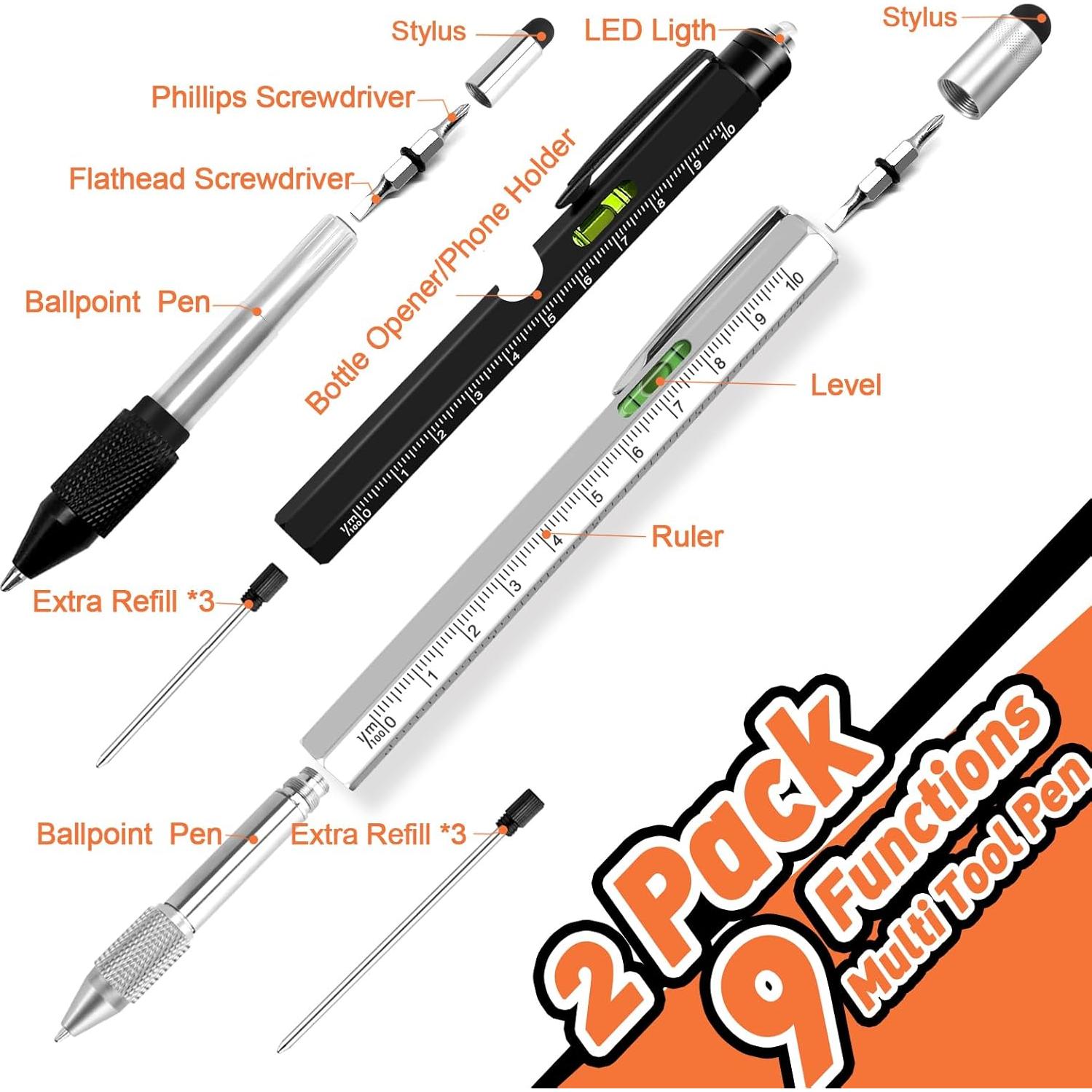 Set de Bolígrafos Multiherramienta 9 en 1 KEZKALS - Regalos Prácticos