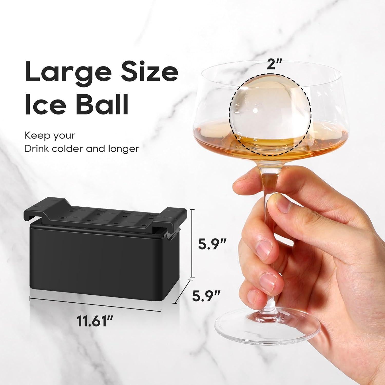 Molde para Hielo en Bola Mooues, 8 Esferas de 5 cm para Whisky
