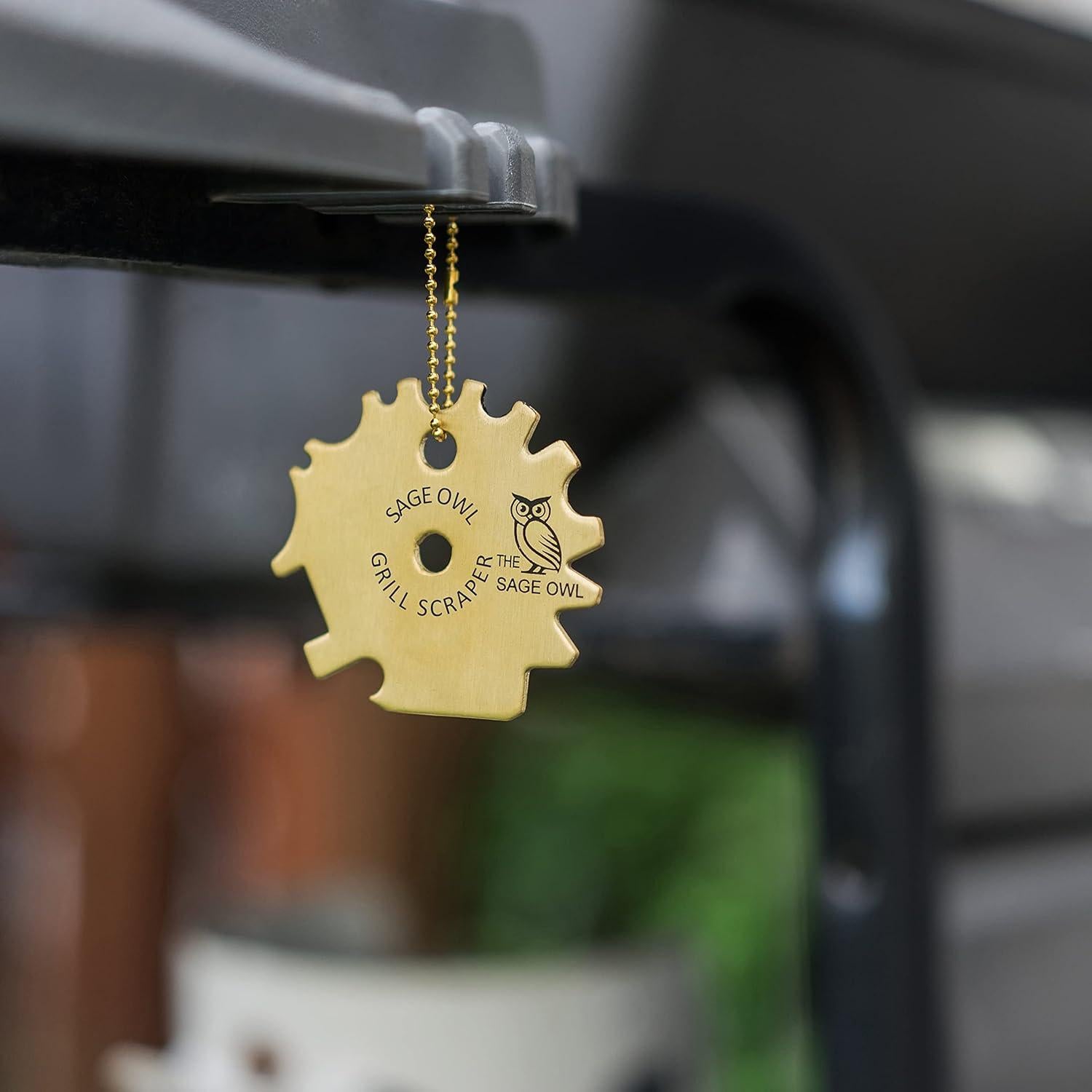 Raspador de Parrilla de Latón Sage Owl - Limpiador Seguro para Asar
