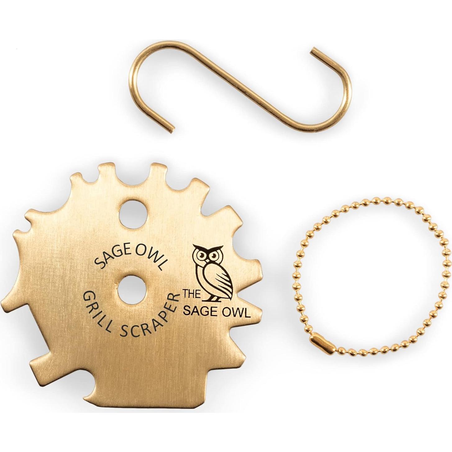 Raspador de Parrilla de Latón Sage Owl - Limpiador Seguro para Asar