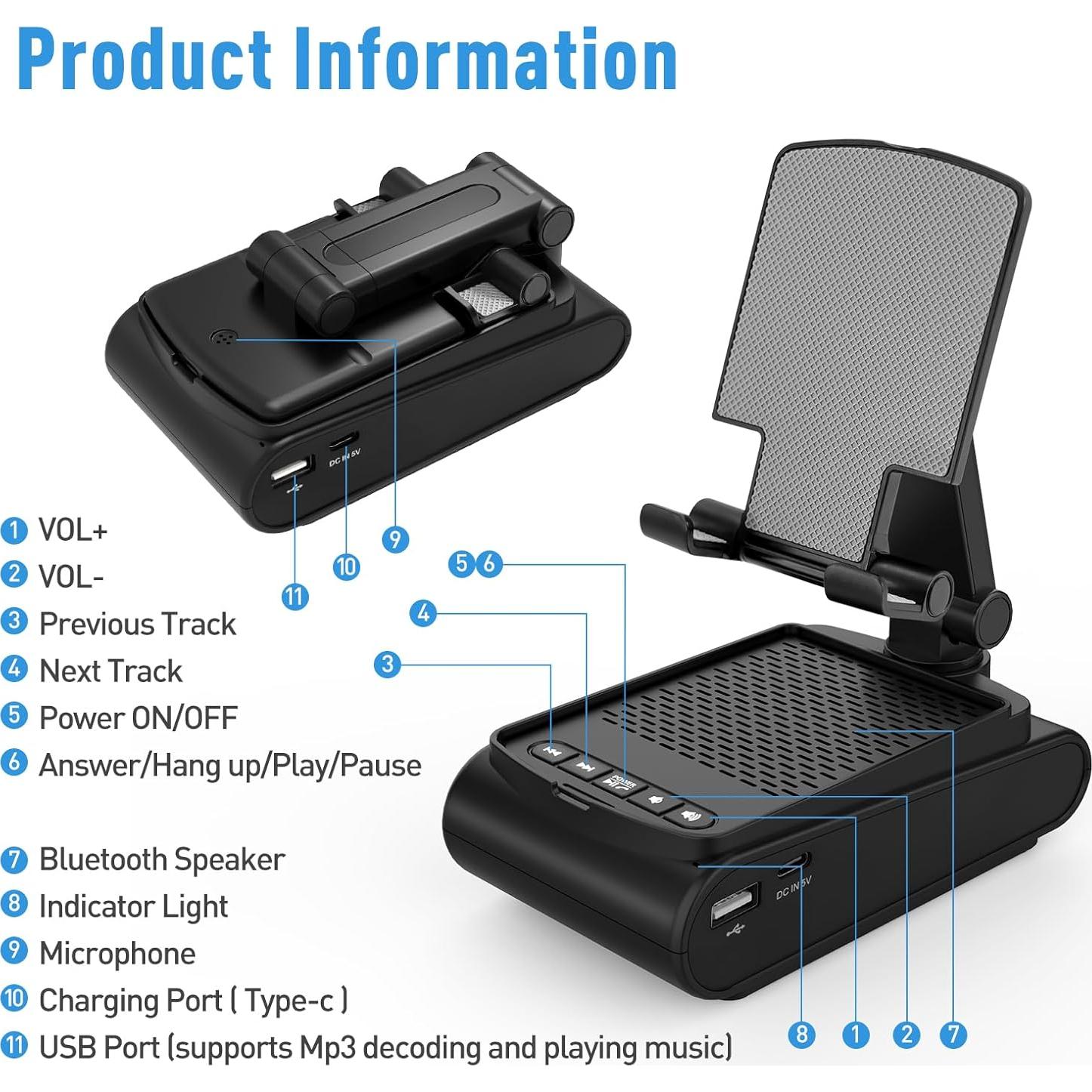 Soporte para Teléfono y Altavoz Bluetooth GLOPUS F25 - 10m