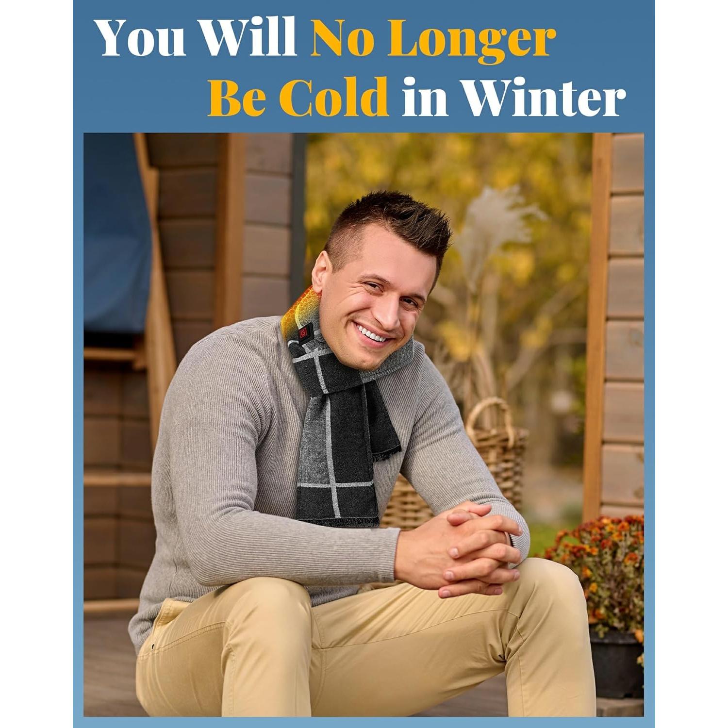 Bufanda Calentada de Grafeno para Hombre y Mujer - Gris y Negro