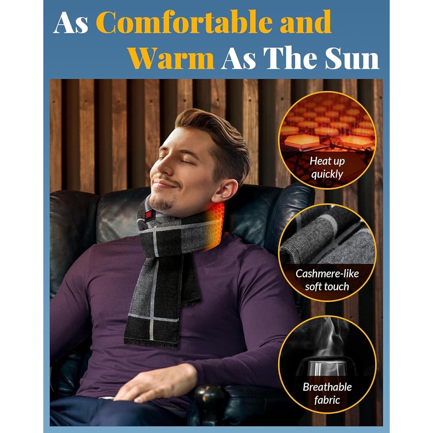 Bufanda Calentada de Grafeno para Hombre y Mujer - Gris y Negro