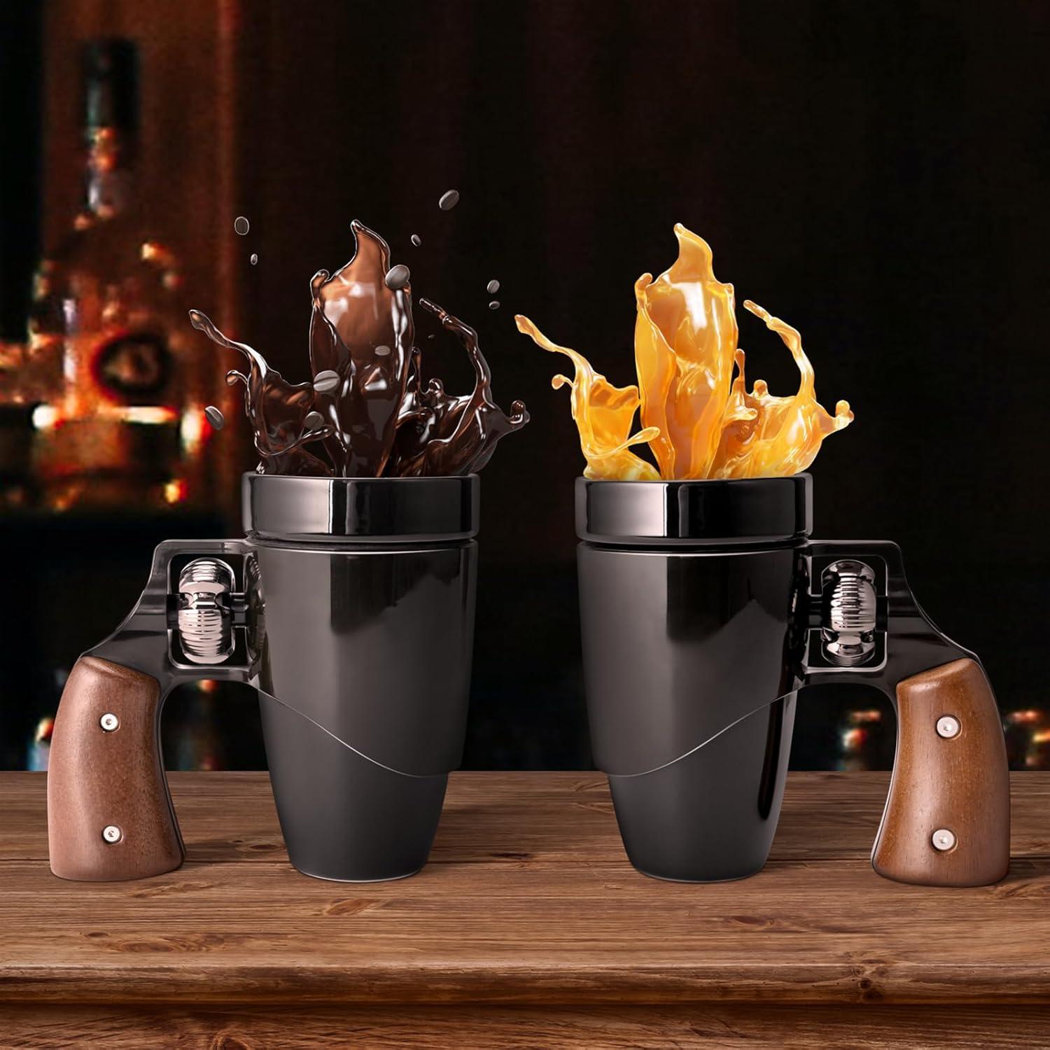 Taza de Café Cerámica VIREESR Revólver Negra 480 ml