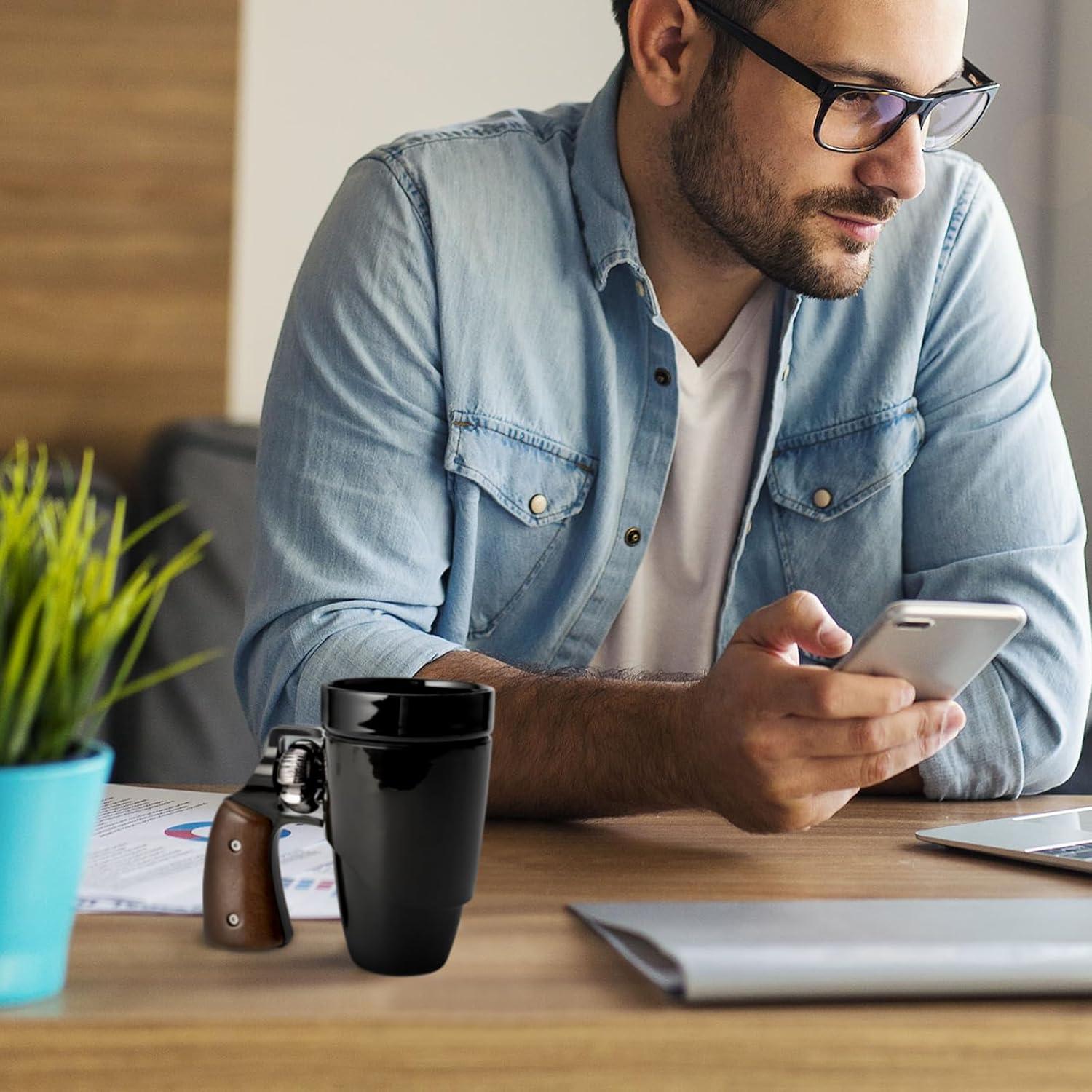 Taza de Café Cerámica VIREESR Revólver Negra 480 ml