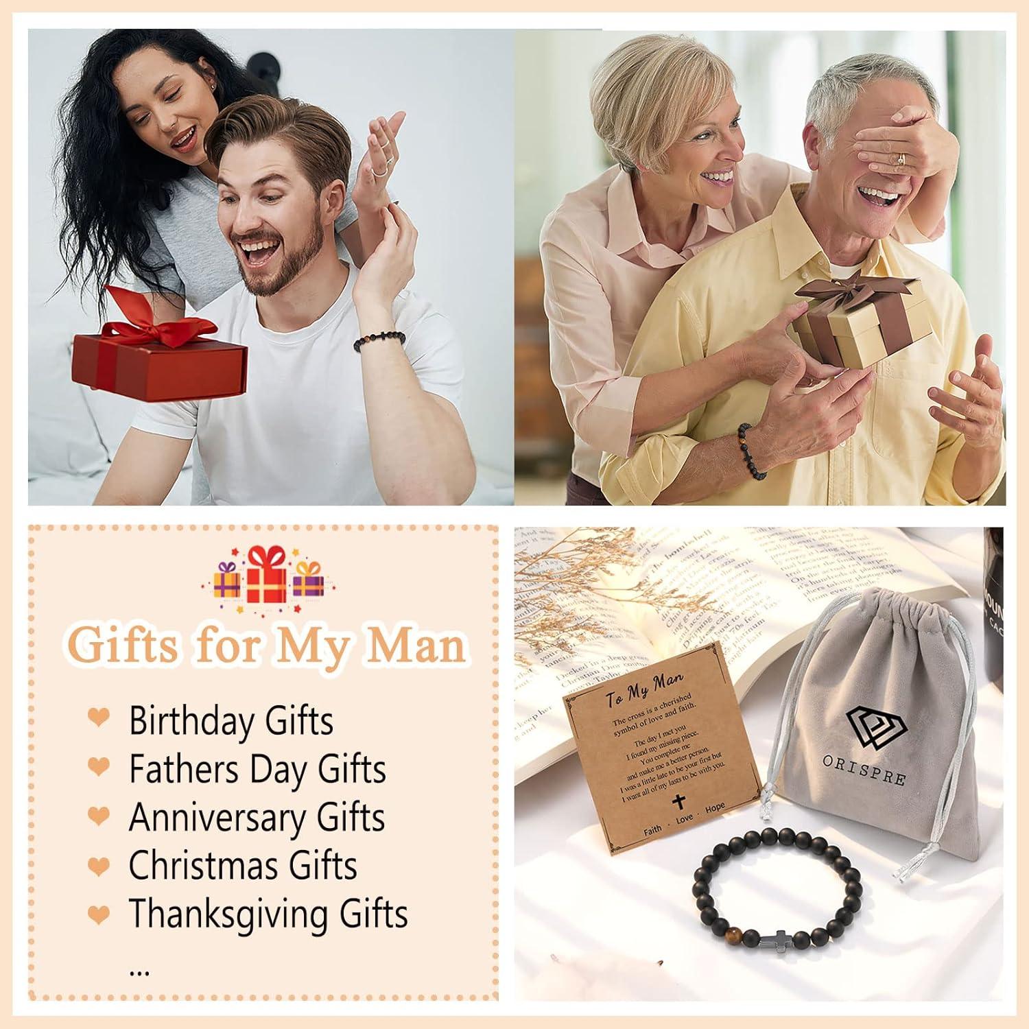 Pulsera Cruz para Hombres ORISPRE - Piedra Natural 20 cm