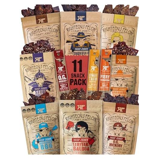 Paquete Variado de Beef Jerky Righteous Felon 622g Sin Gluten