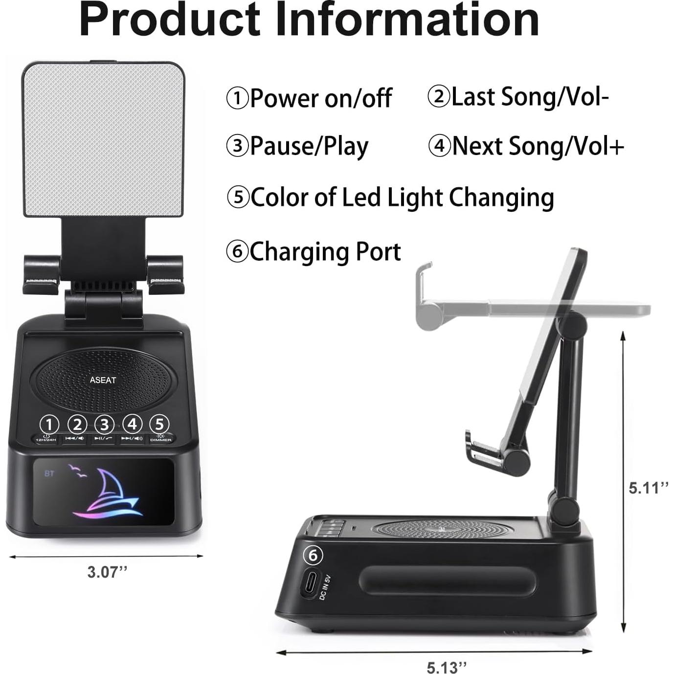 Soporte para Teléfono Móvil ASEAT F20-Pro con Altavoz Bluetooth