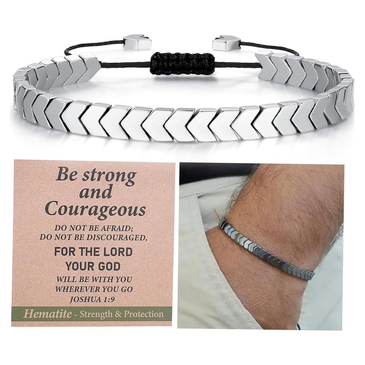 Pulsera de Flechas de Hematita Ajustable para Hombres y Adolescentes