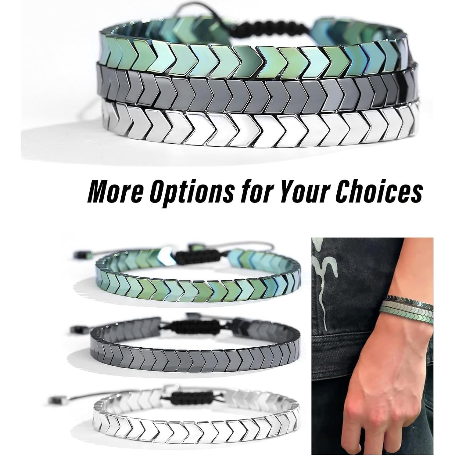 Pulsera de Flechas de Hematita Ajustable para Hombres y Adolescentes